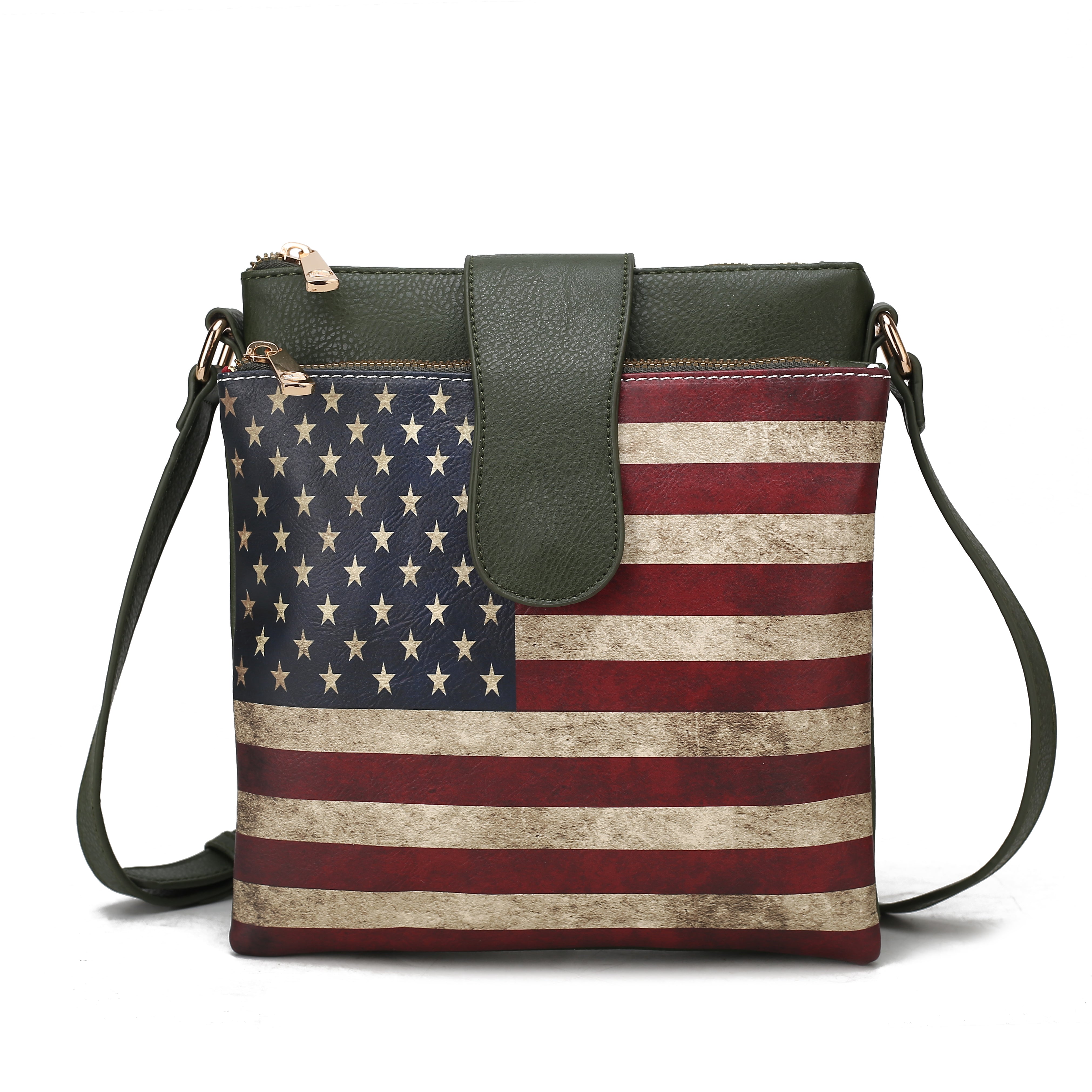  MKF Collection Josephine Printed Flag Crossbody Bag - Beige - Bonton