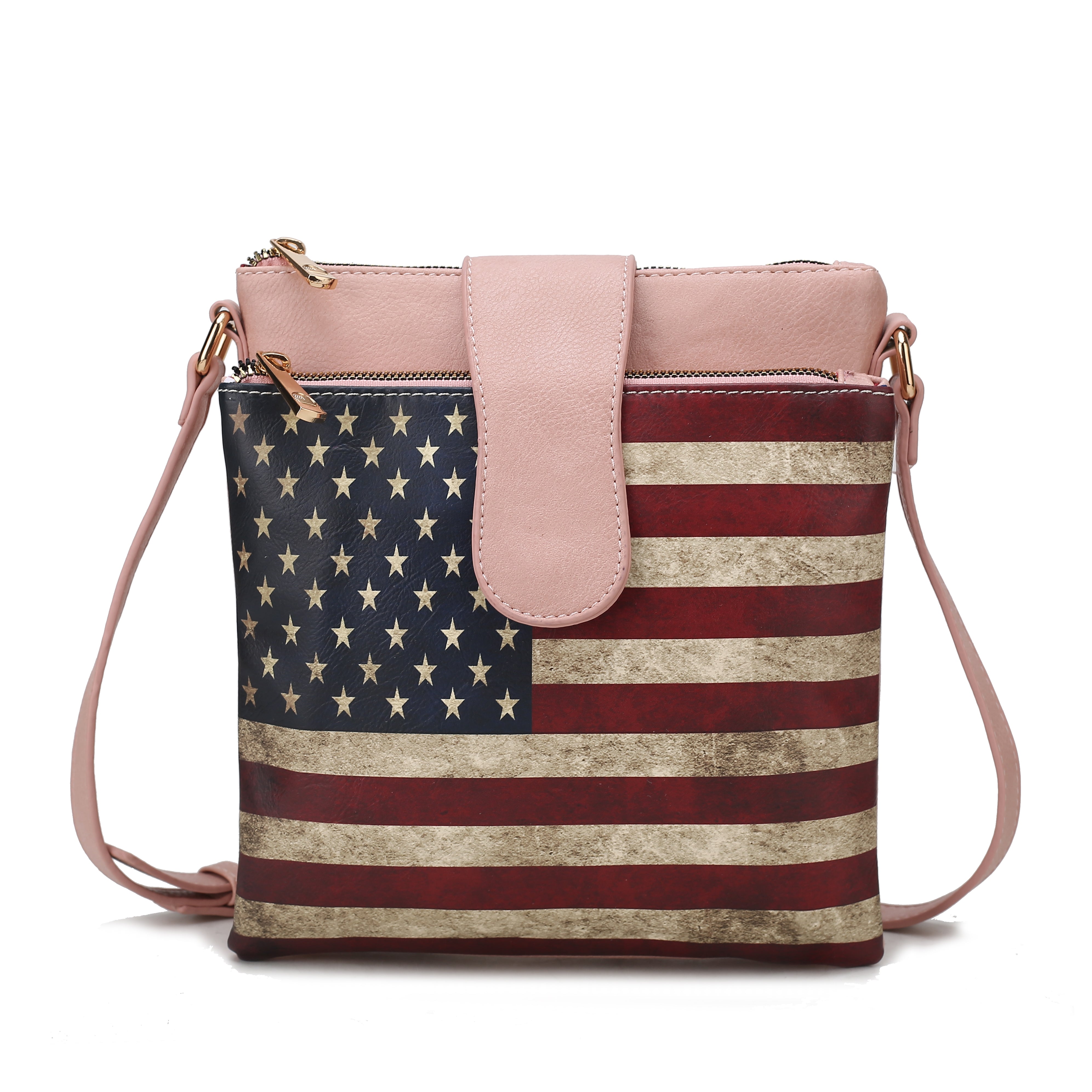  MKF Collection Josephine Printed Flag Crossbody Bag - Beige - Bonton