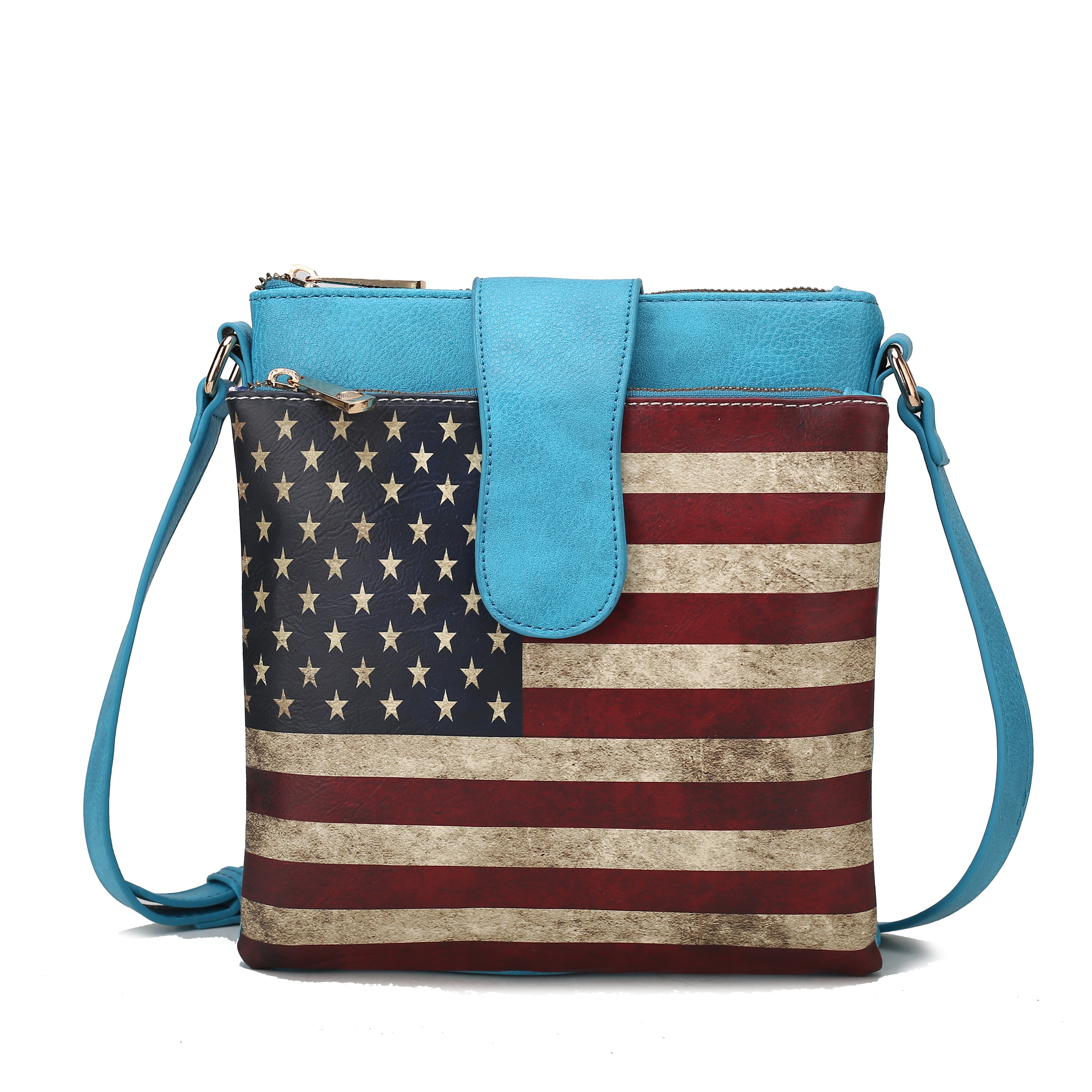  MKF Collection Josephine Printed Flag Crossbody Bag - Beige - Bonton