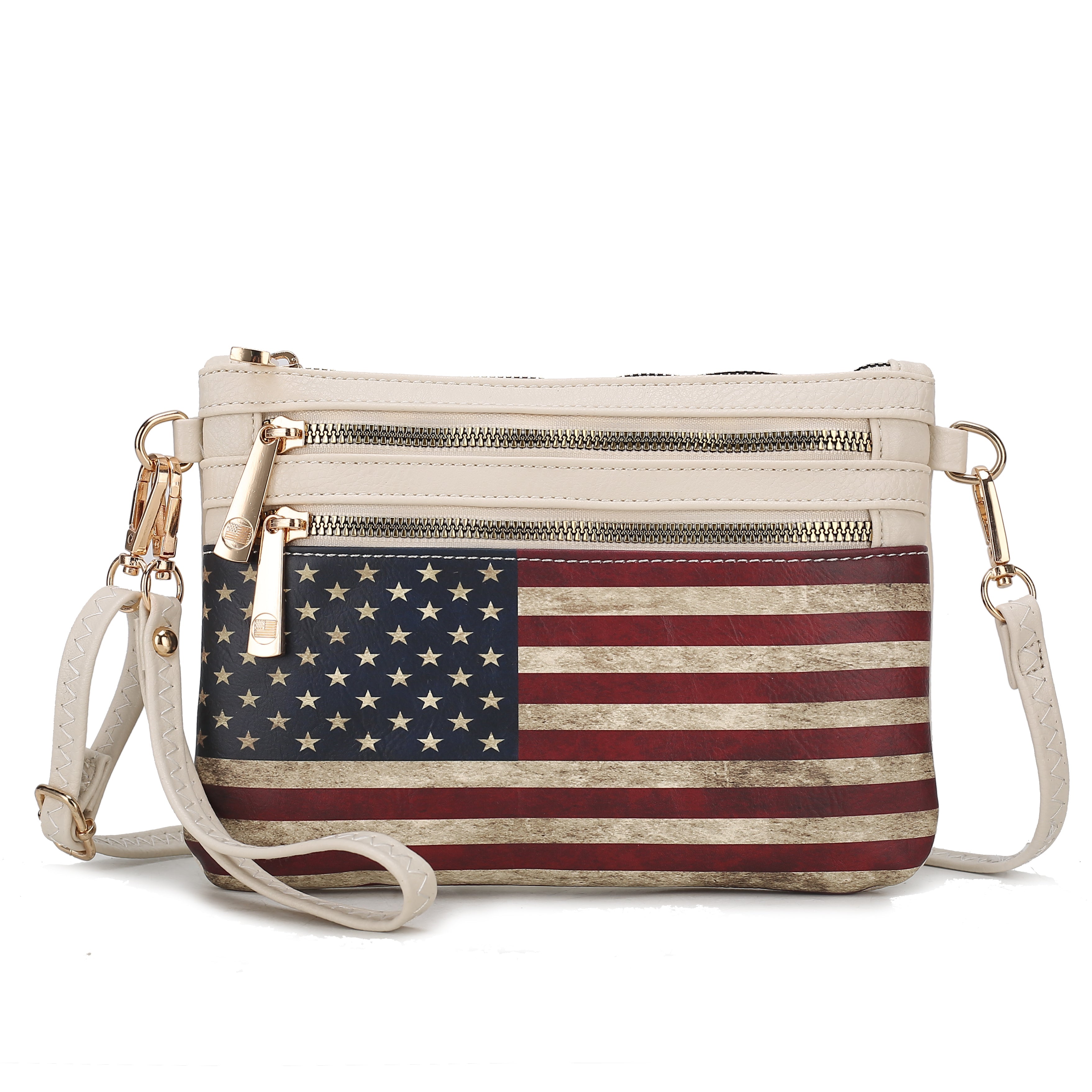  MKF Collection Alisson Printed Flag Crossbody Bag - Beige - Bonton