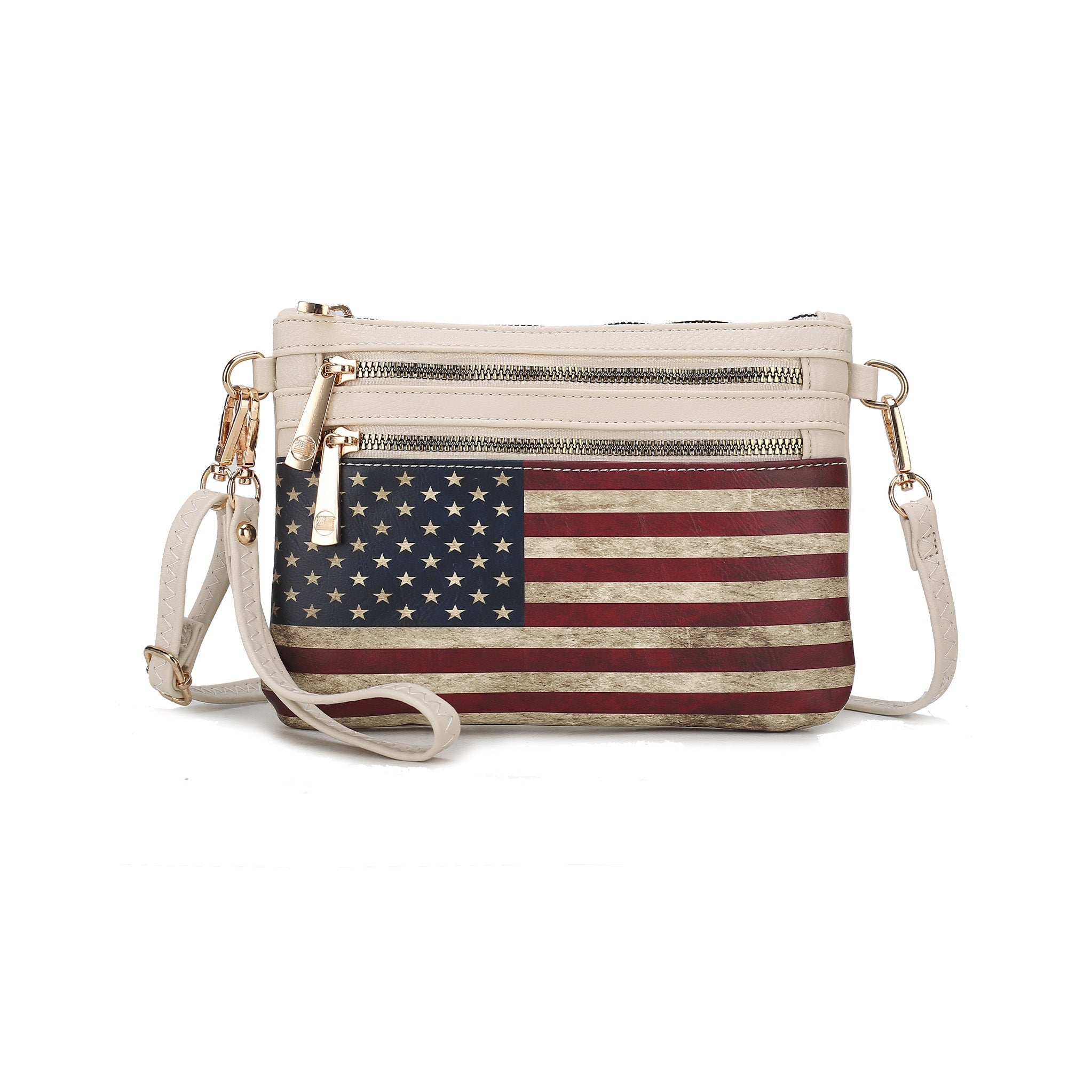  MKF Collection Alisson Printed Flag Crossbody Bag - Beige - Bonton