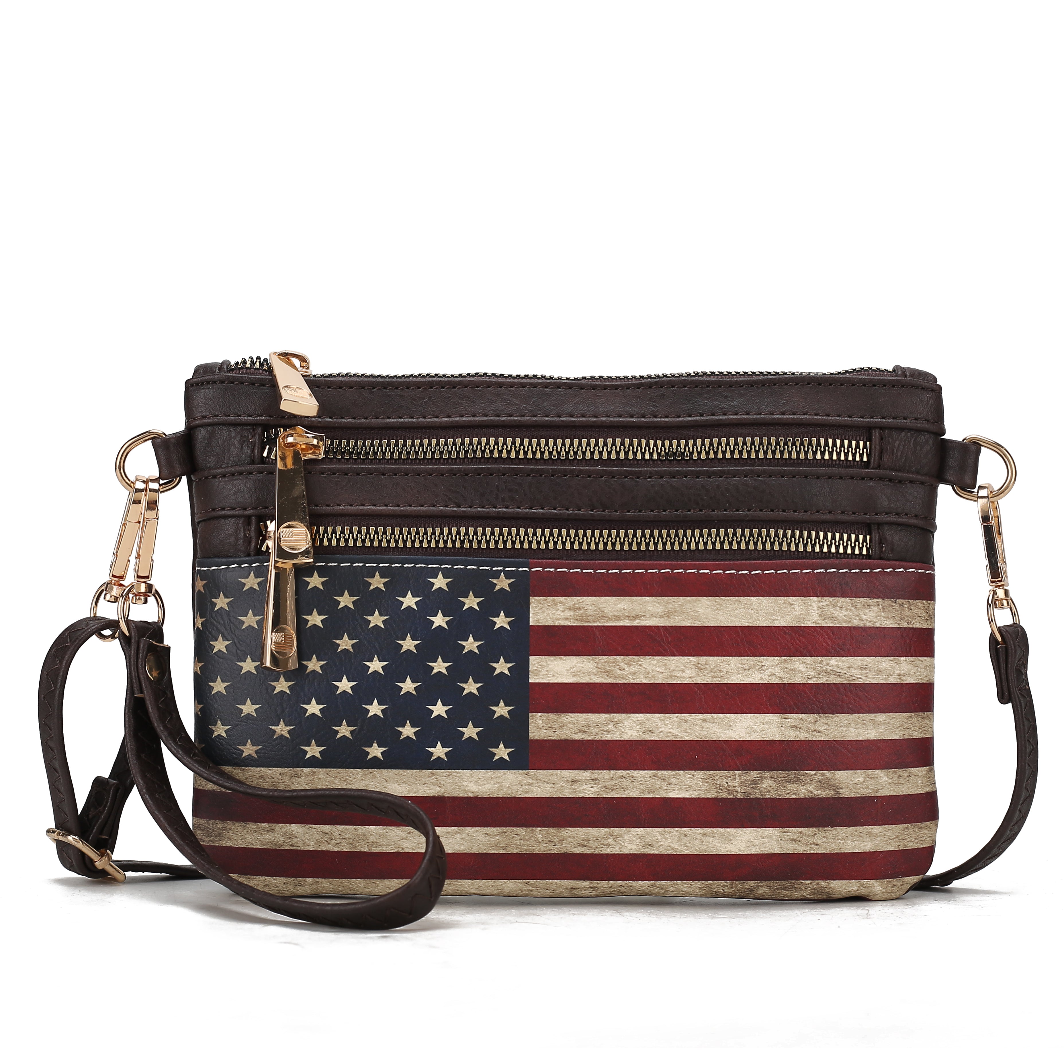  MKF Collection Alisson Printed Flag Crossbody Bag - Beige - Bonton