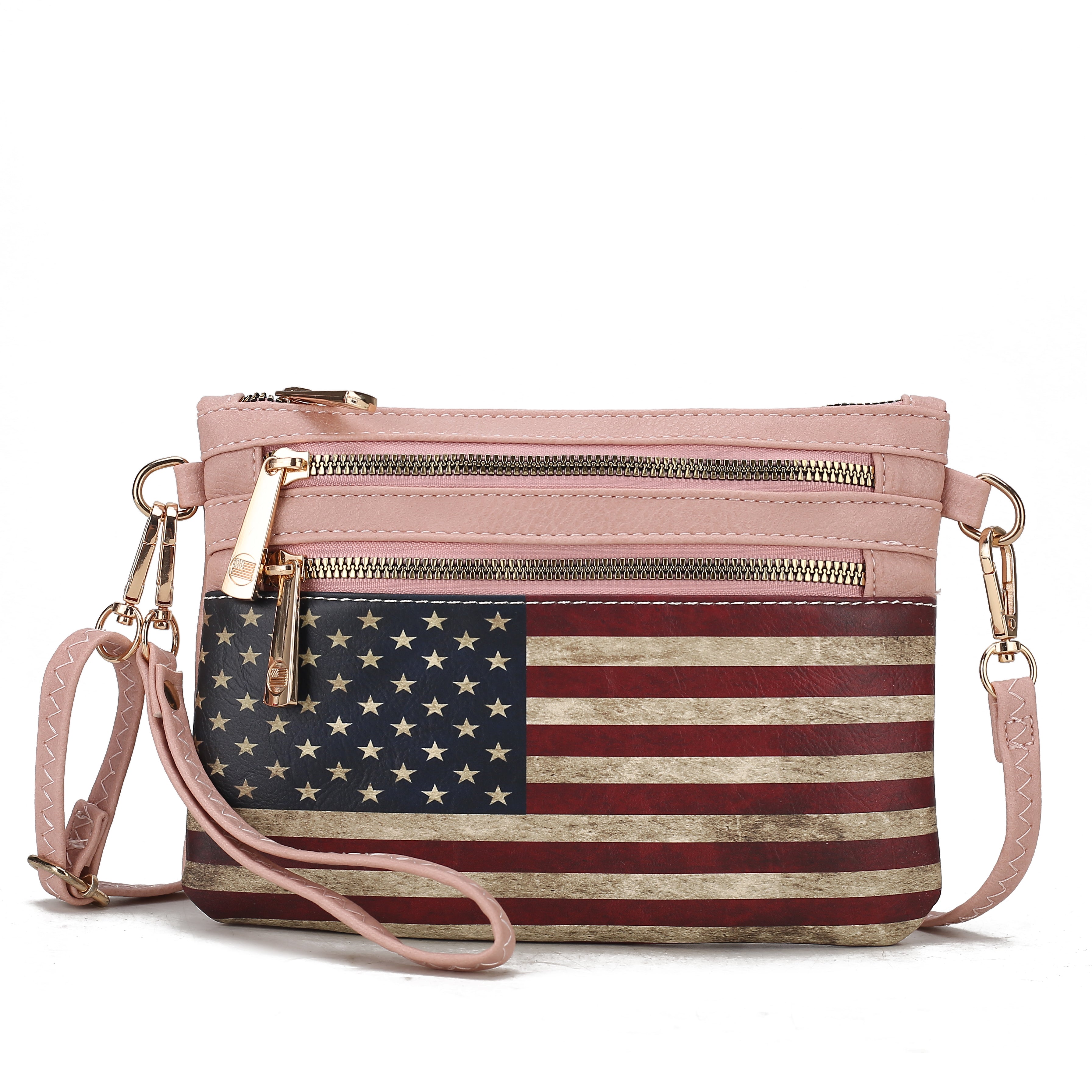  MKF Collection Alisson Printed Flag Crossbody Bag - Beige - Bonton