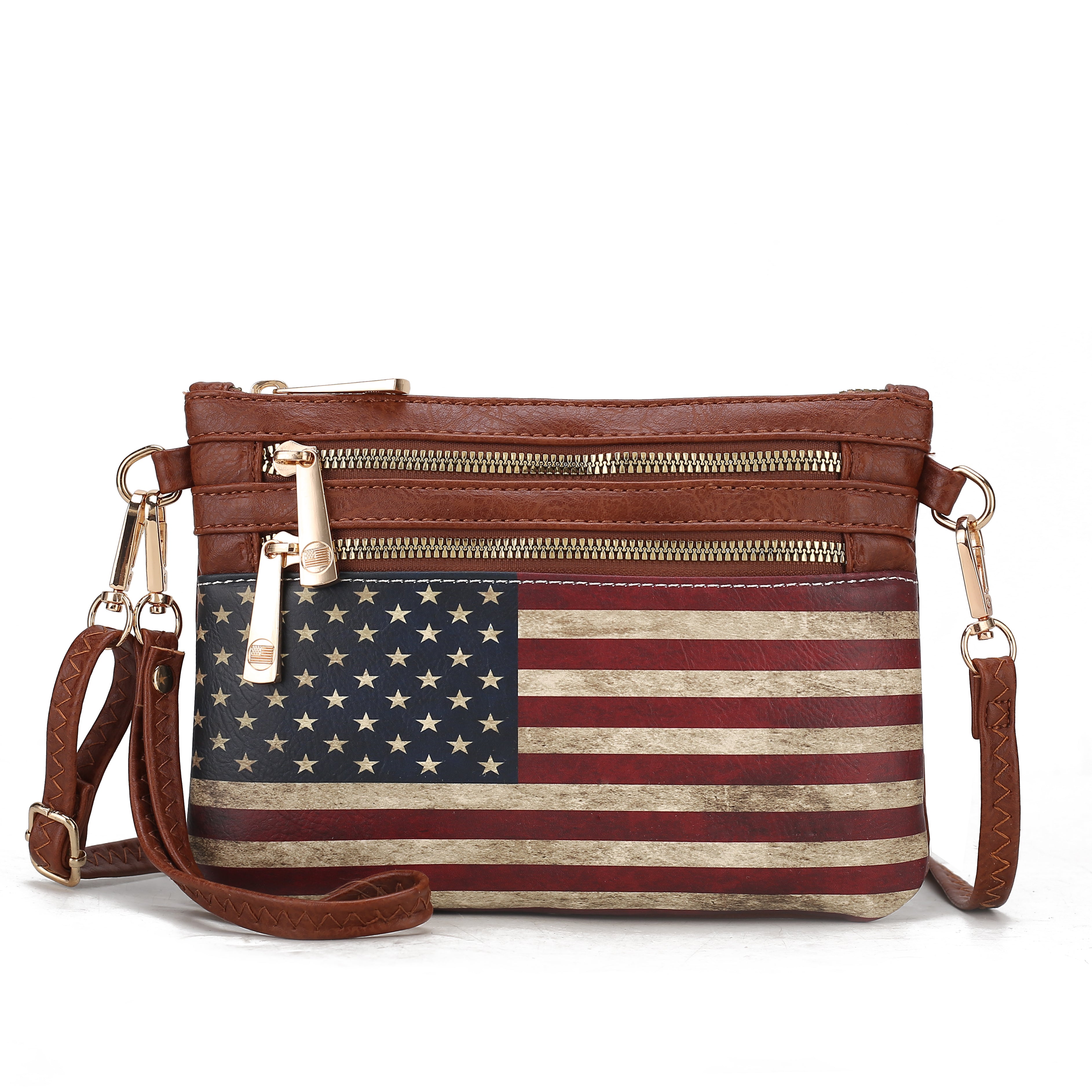  MKF Collection Alisson Printed Flag Crossbody Bag - Beige - Bonton