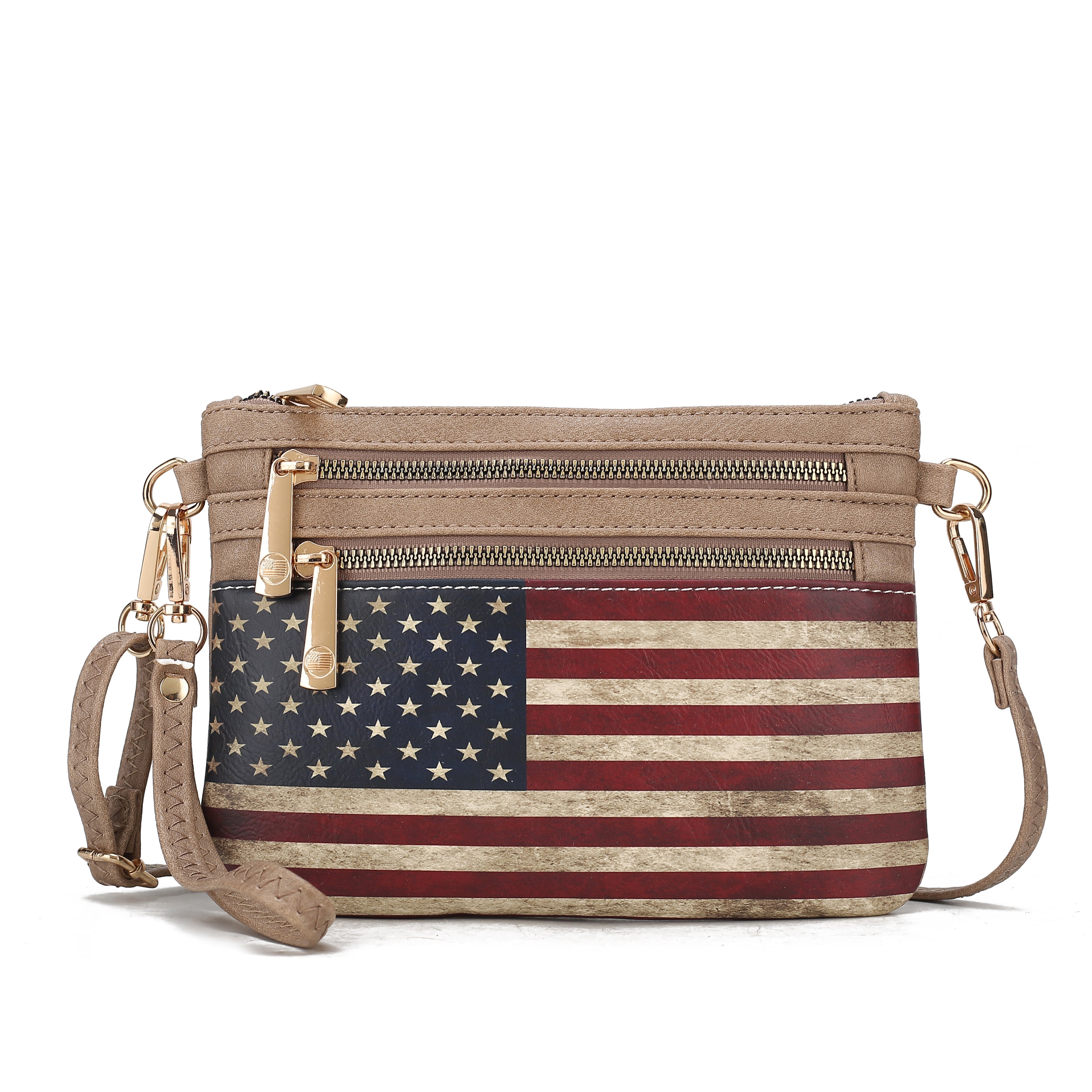  MKF Collection Alisson Printed Flag Crossbody Bag - Beige - Bonton