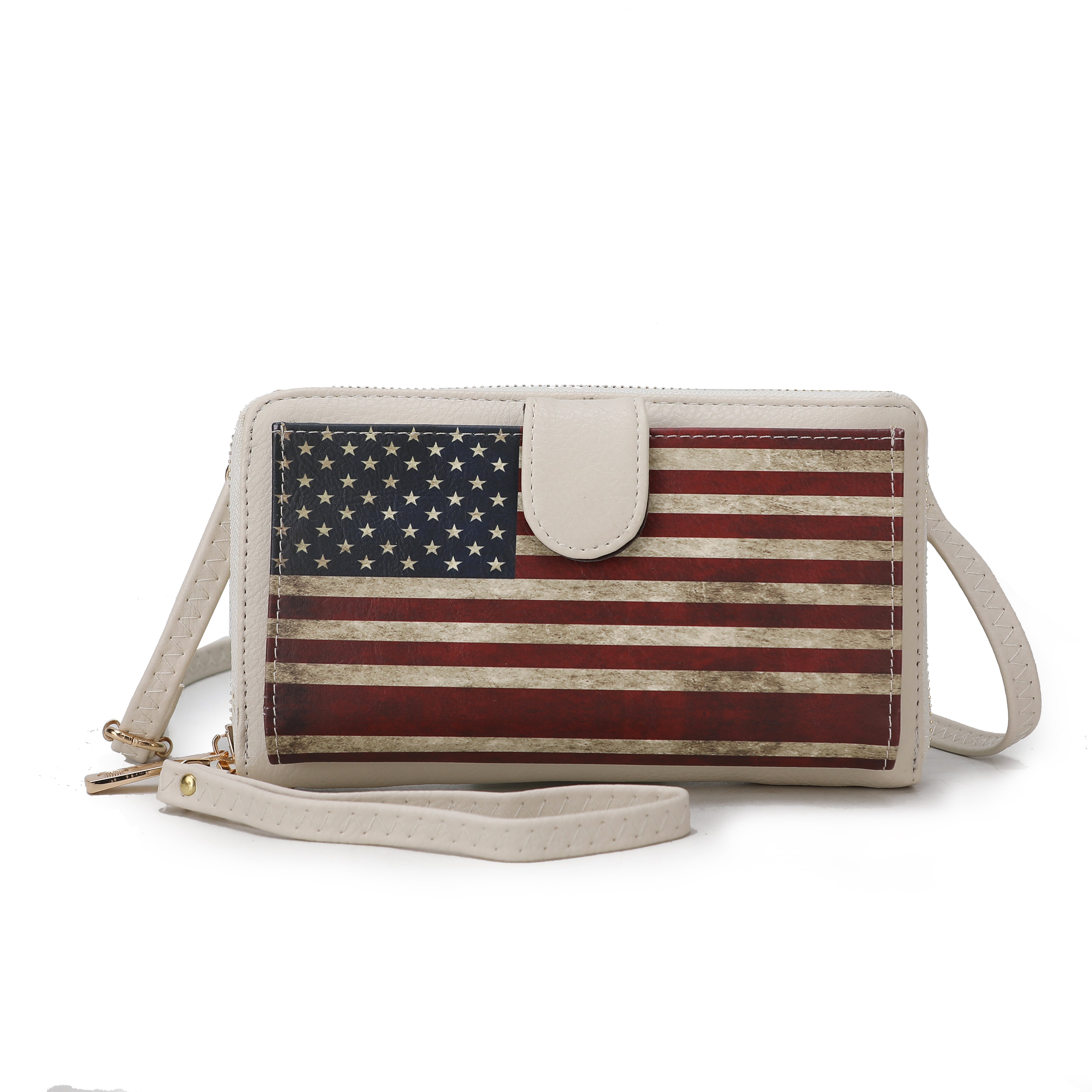  MKF Collection Kiara Printed Flag Phone Crossbody Bag - Beige - Bonton