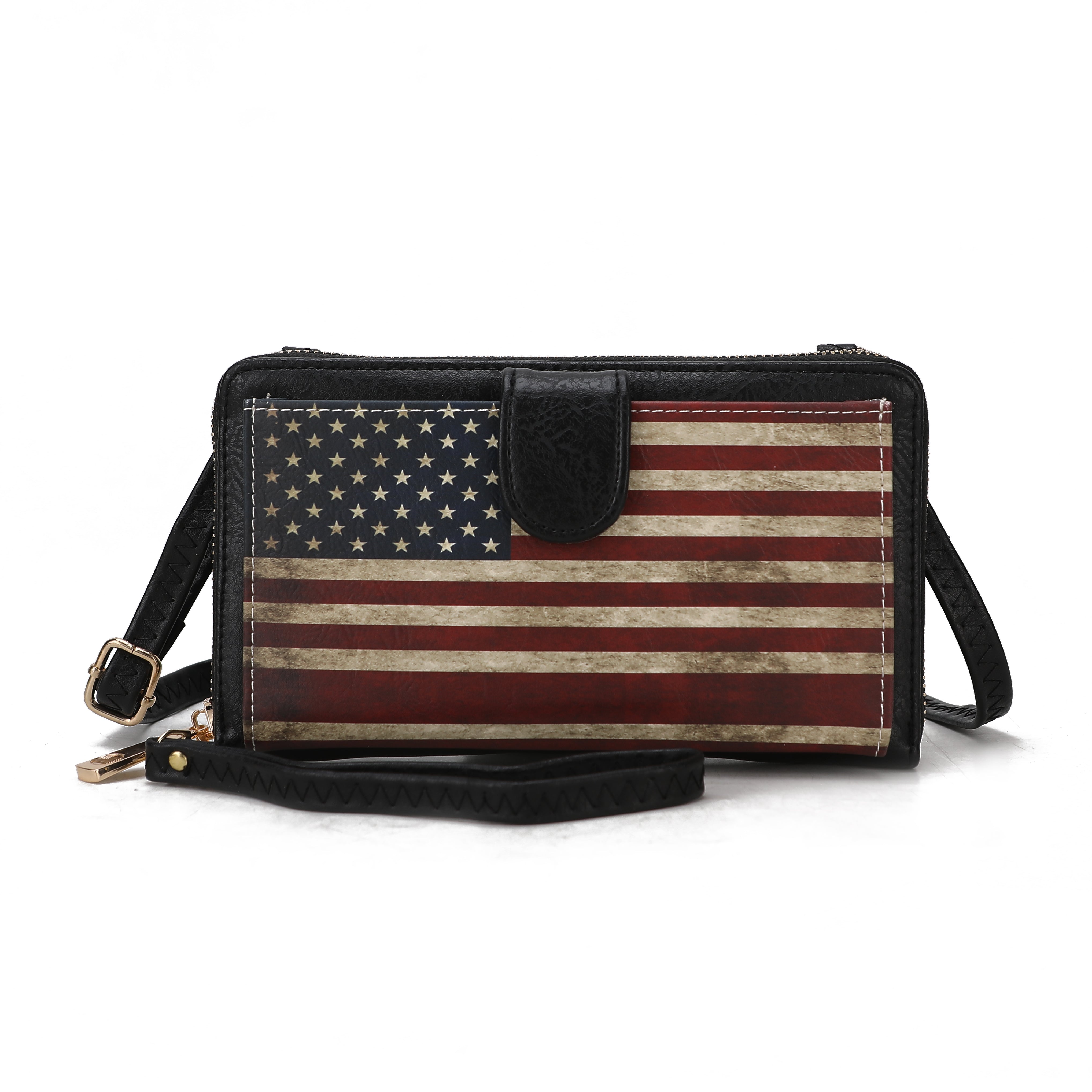  MKF Collection Kiara Printed Flag Phone Crossbody Bag - Beige - Bonton