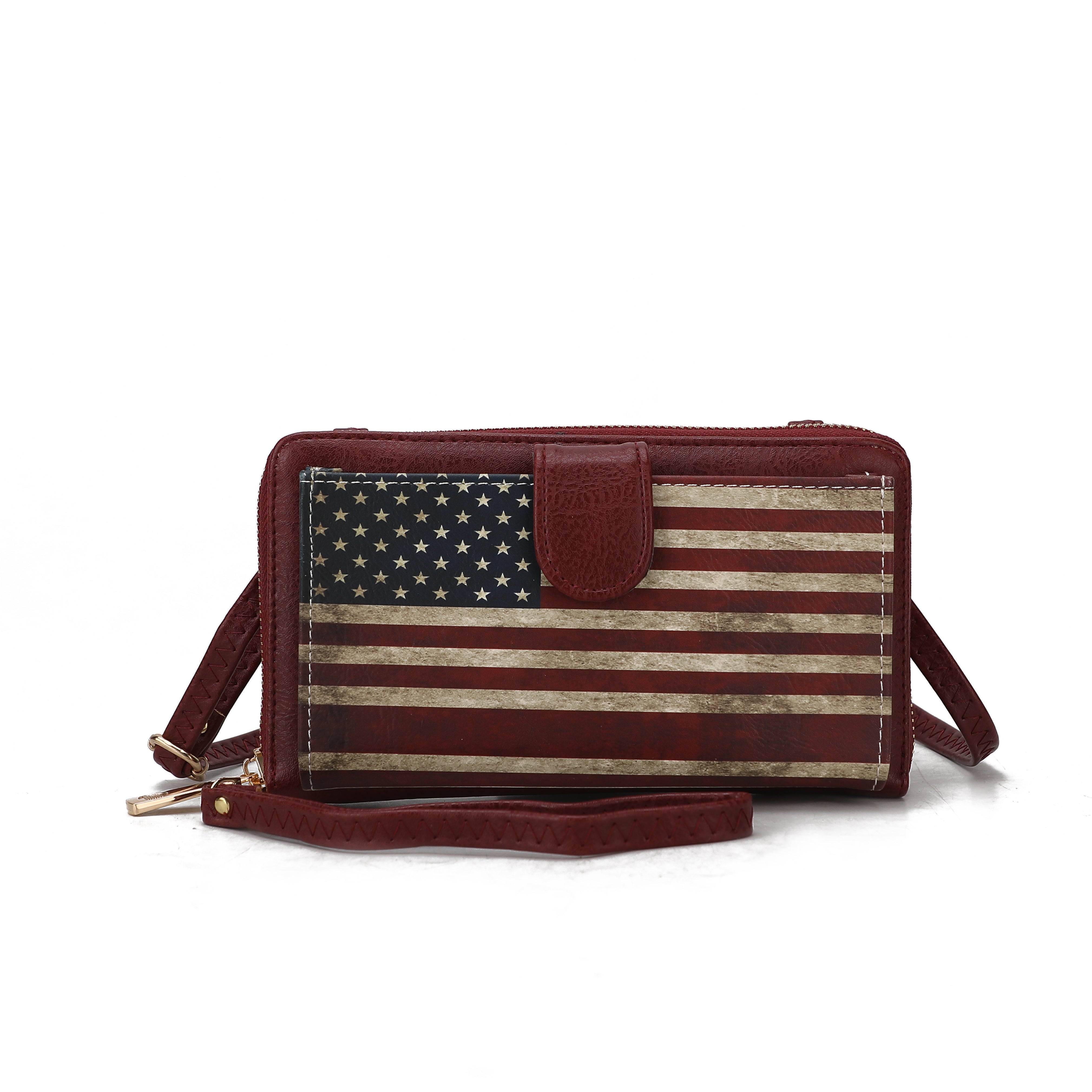  MKF Collection Kiara Printed Flag Phone Crossbody Bag - Beige - Bonton