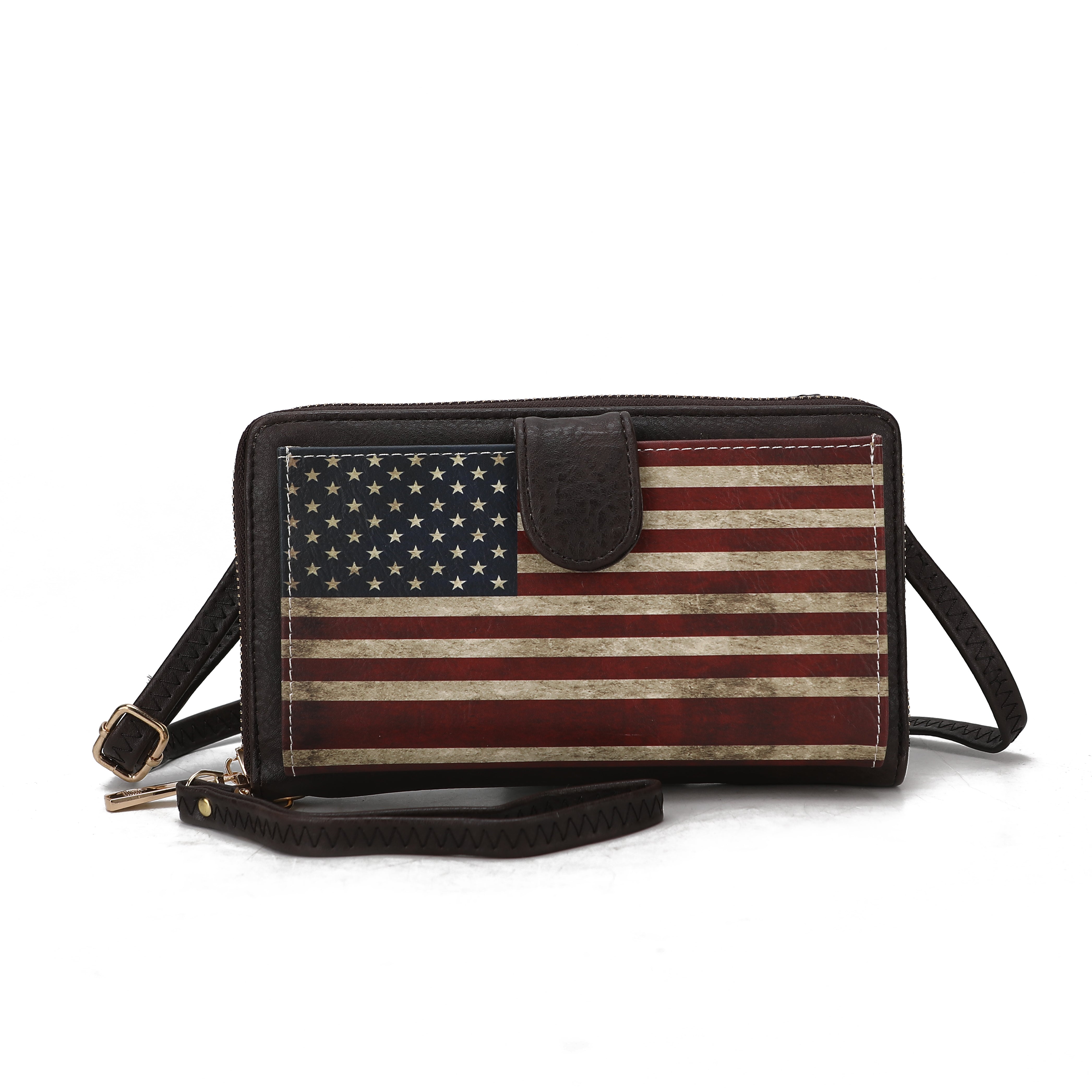  MKF Collection Kiara Printed Flag Phone Crossbody Bag - Beige - Bonton