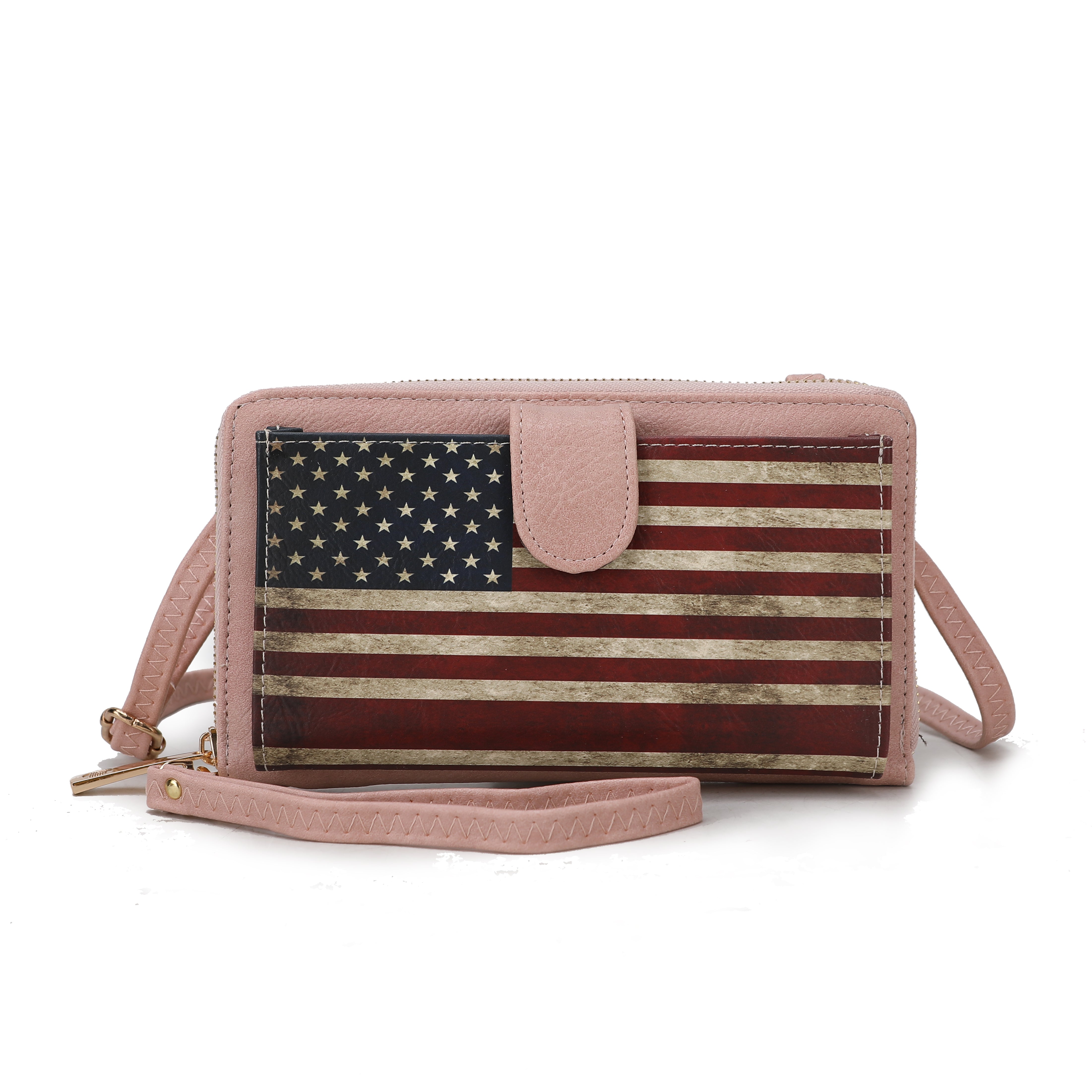  MKF Collection Kiara Printed Flag Phone Crossbody Bag - Beige - Bonton