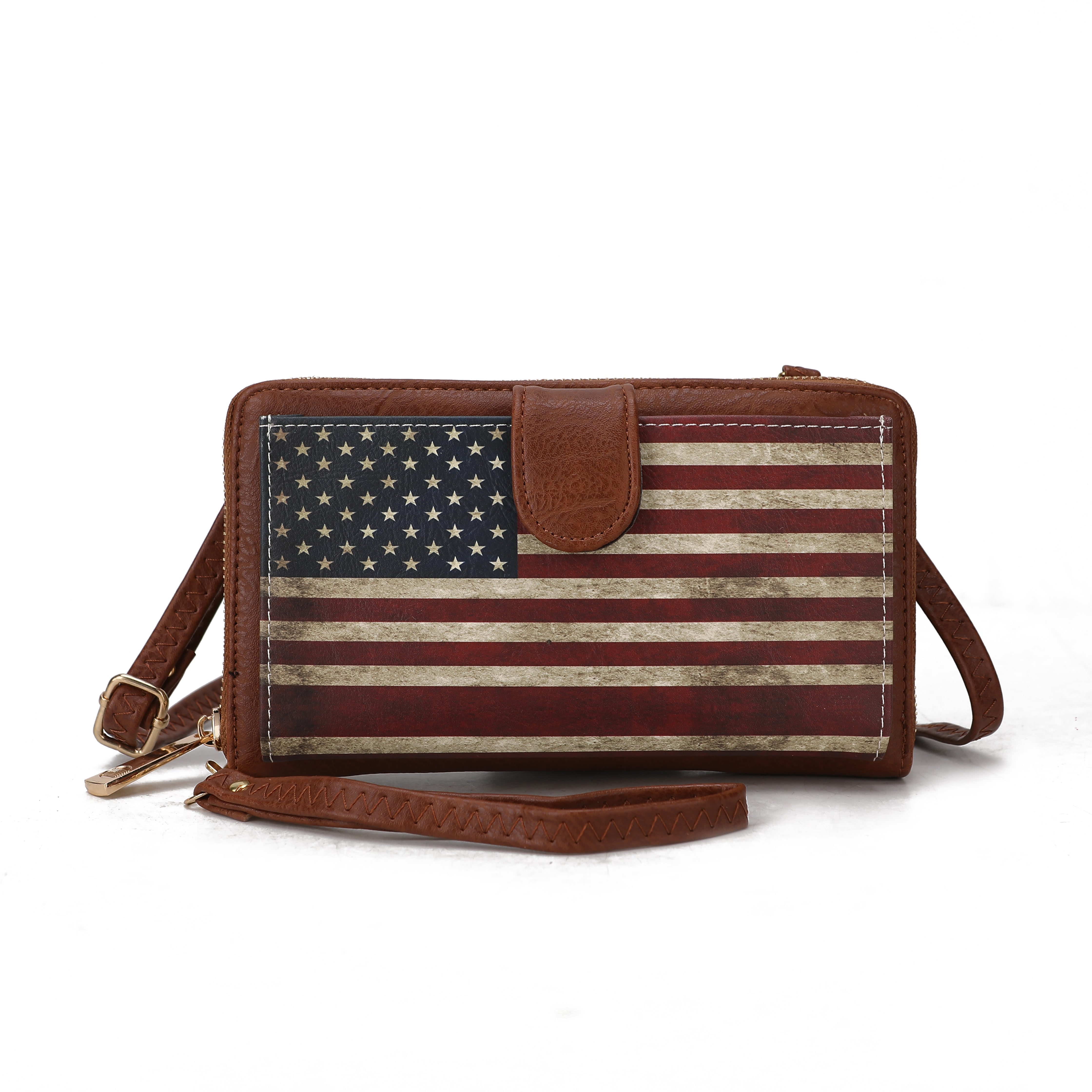  MKF Collection Kiara Printed Flag Phone Crossbody Bag - Beige - Bonton