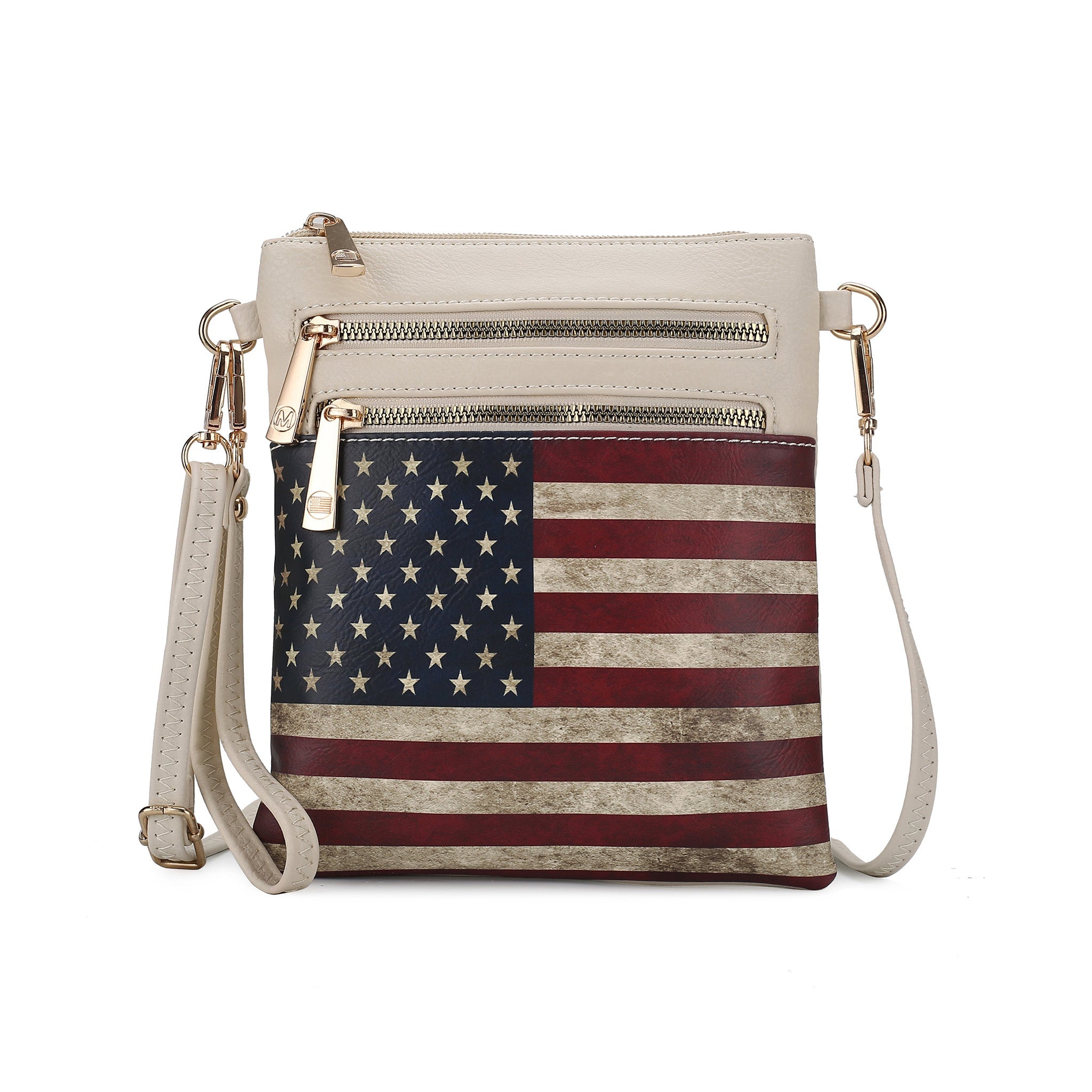  MKF Collection Genesis Printed Flag Crossbody Bag - Beige - Bonton