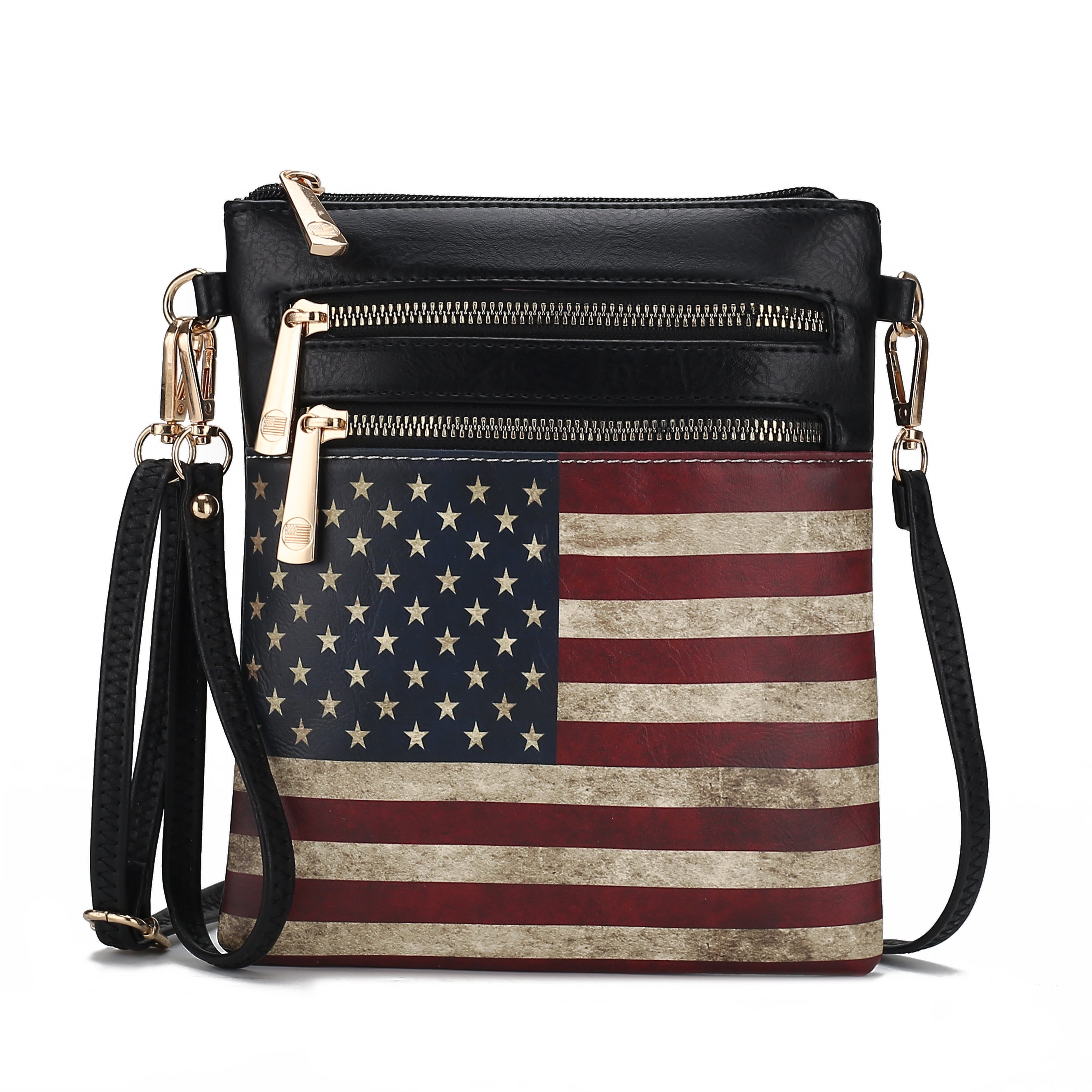  MKF Collection Genesis Printed Flag Crossbody Bag - Black - Bonton