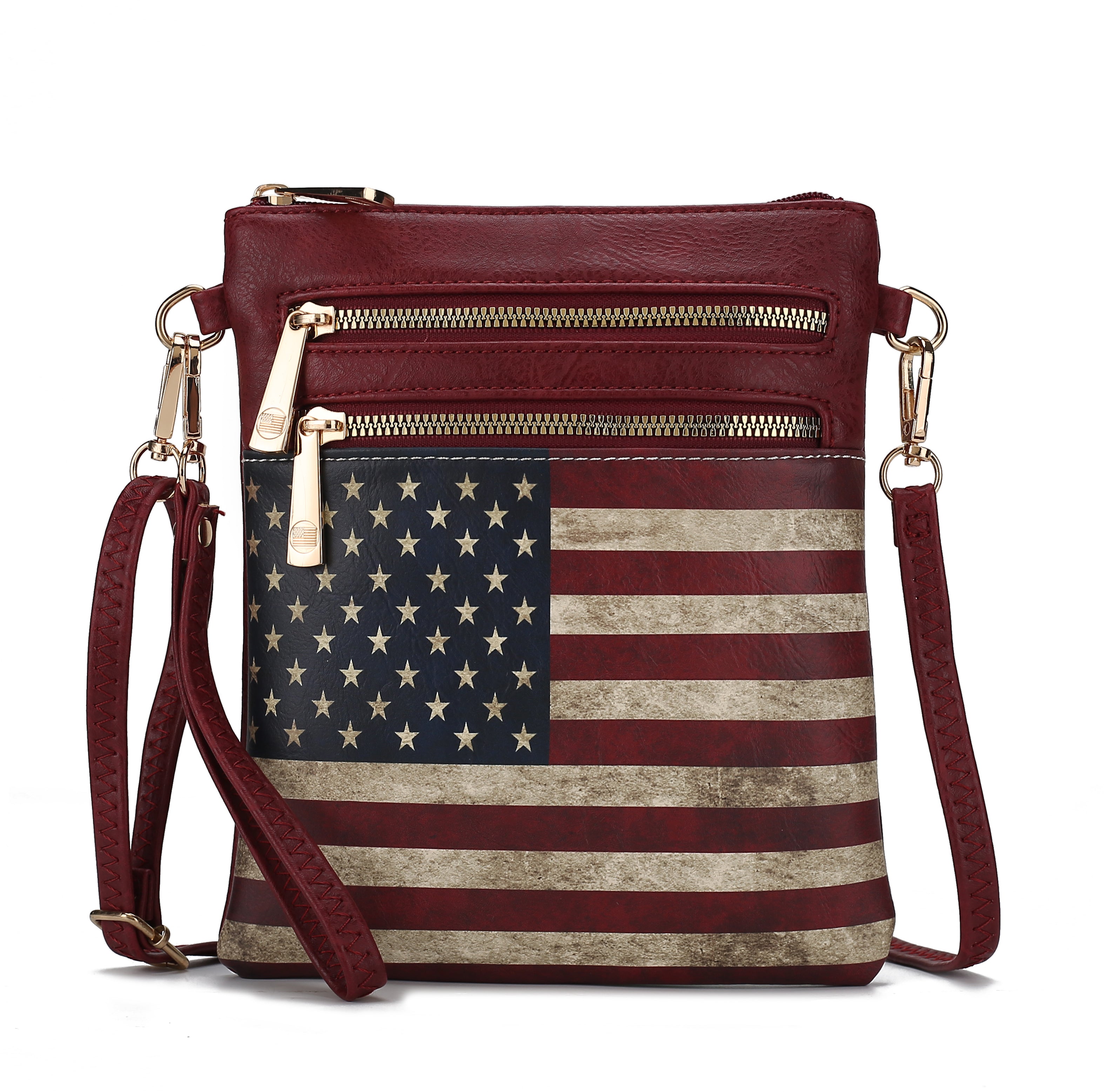  MKF Collection Genesis Printed Flag Crossbody Bag - Beige - Bonton