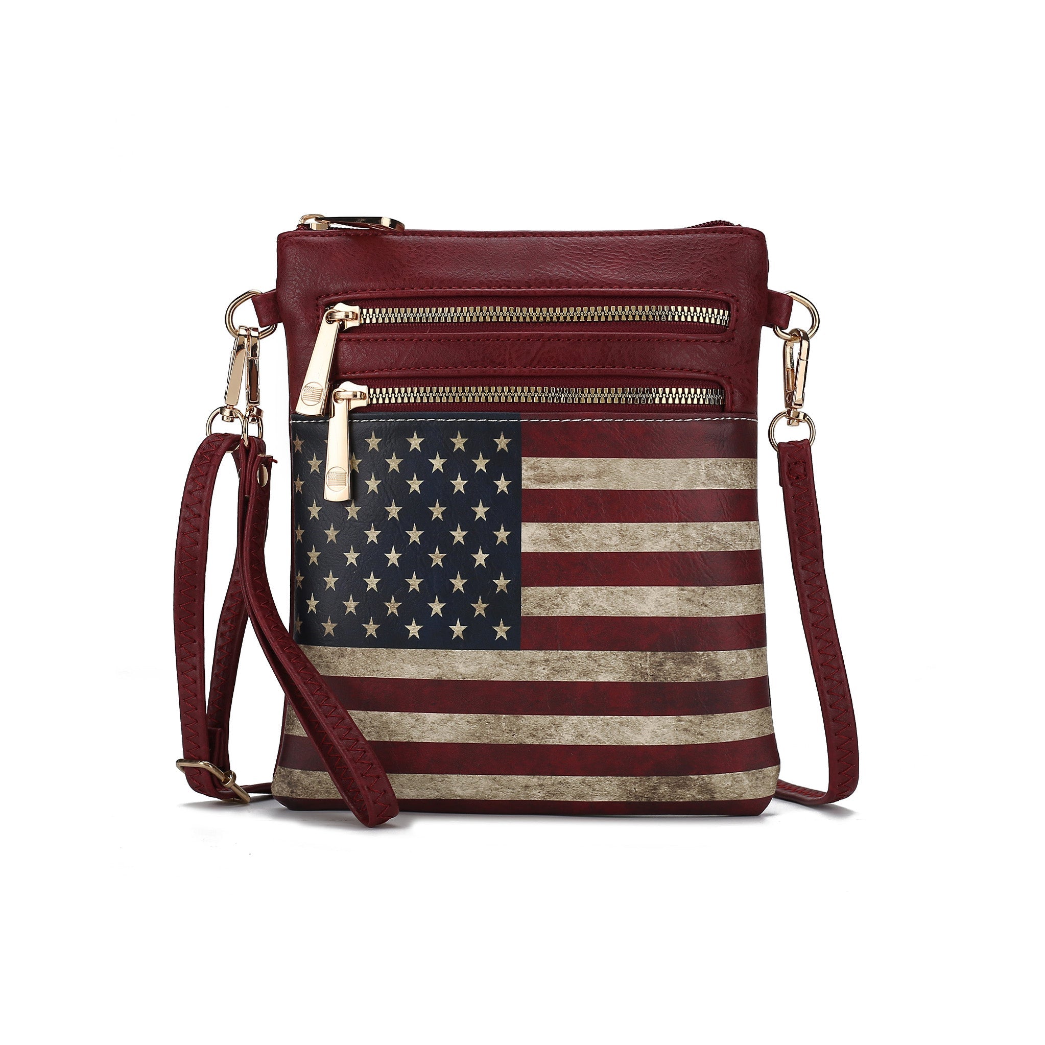  MKF Collection Genesis Printed Flag Crossbody Bag - Beige - Bonton