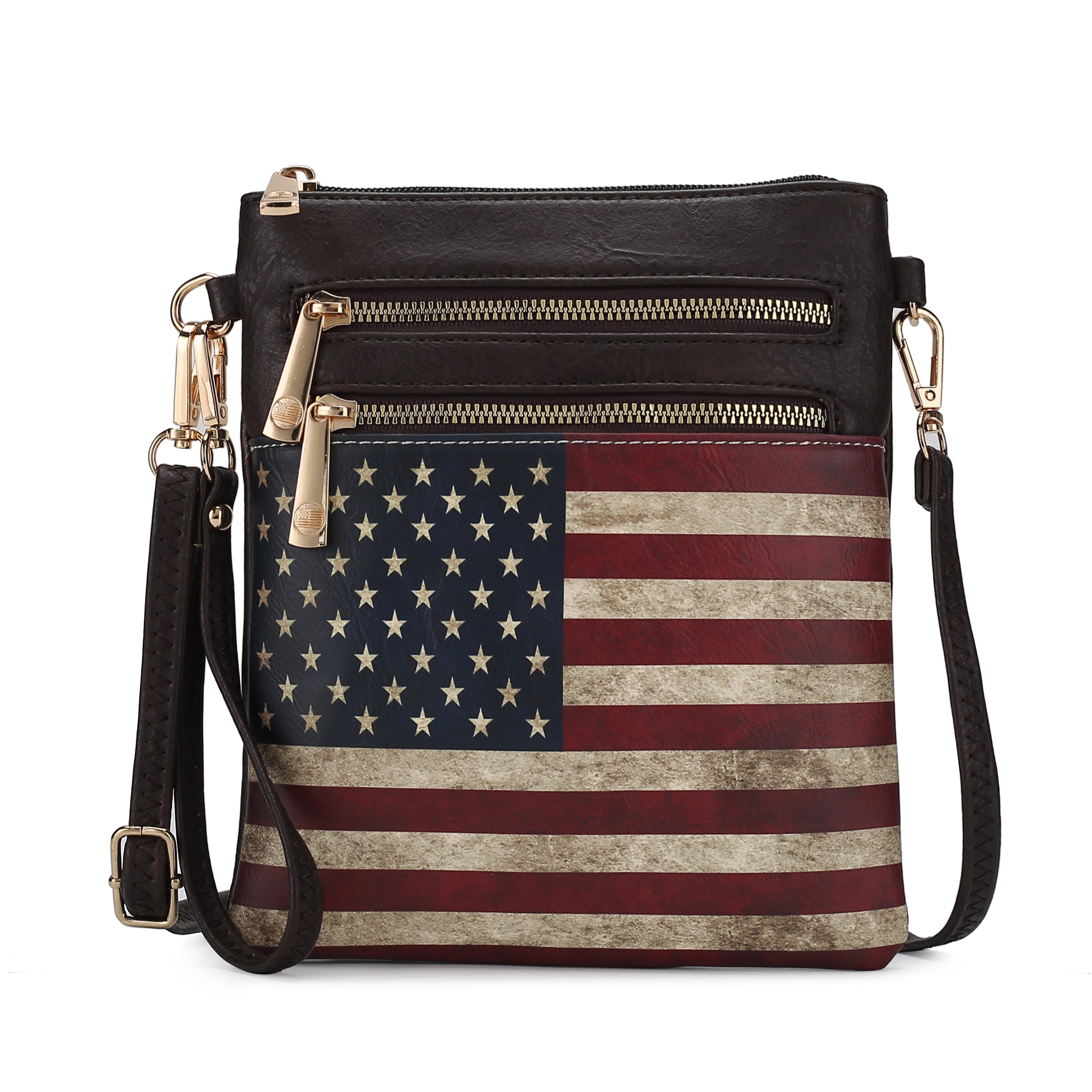  MKF Collection Genesis Printed Flag Crossbody Bag - Beige - Bonton