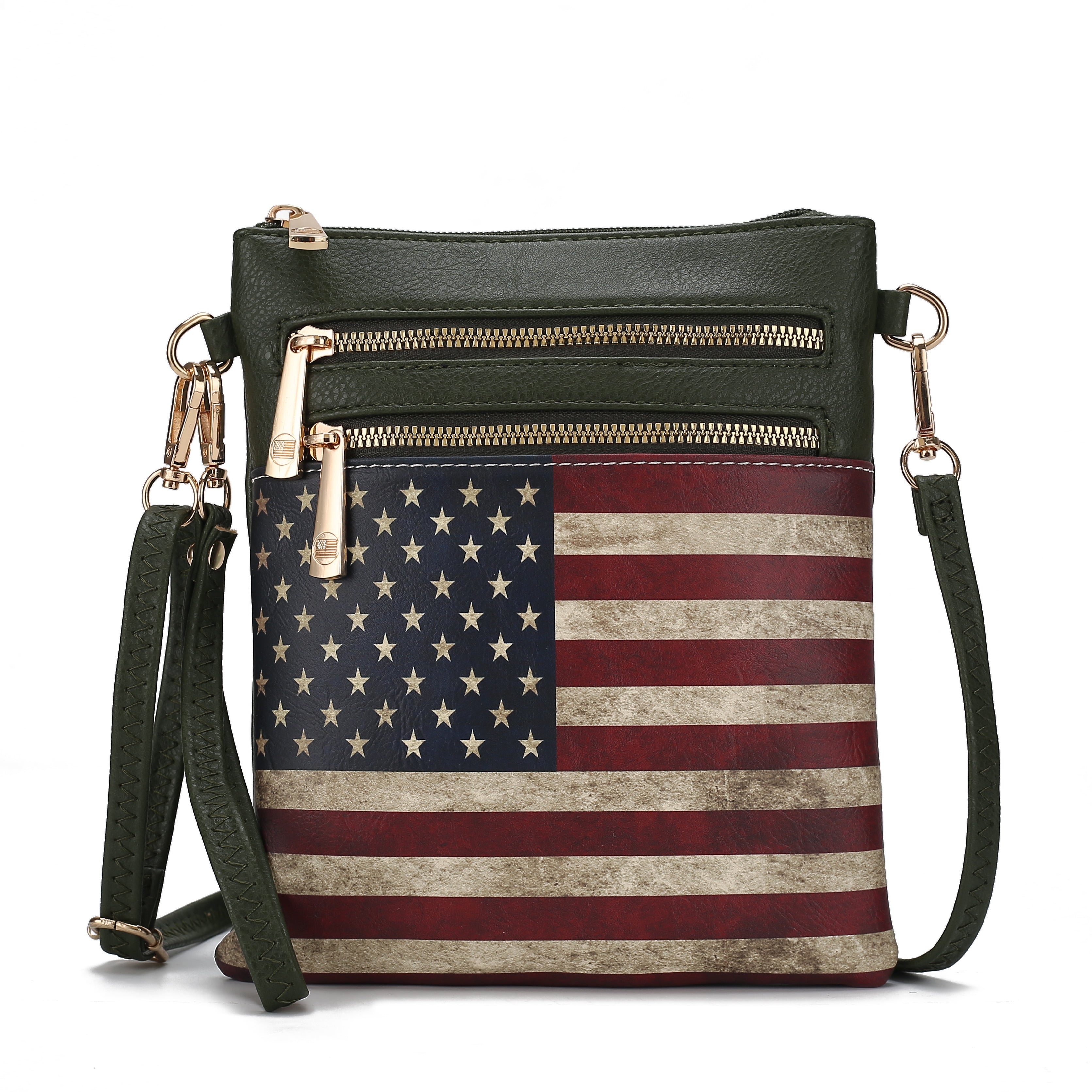  MKF Collection Genesis Printed Flag Crossbody Bag - Beige - Bonton