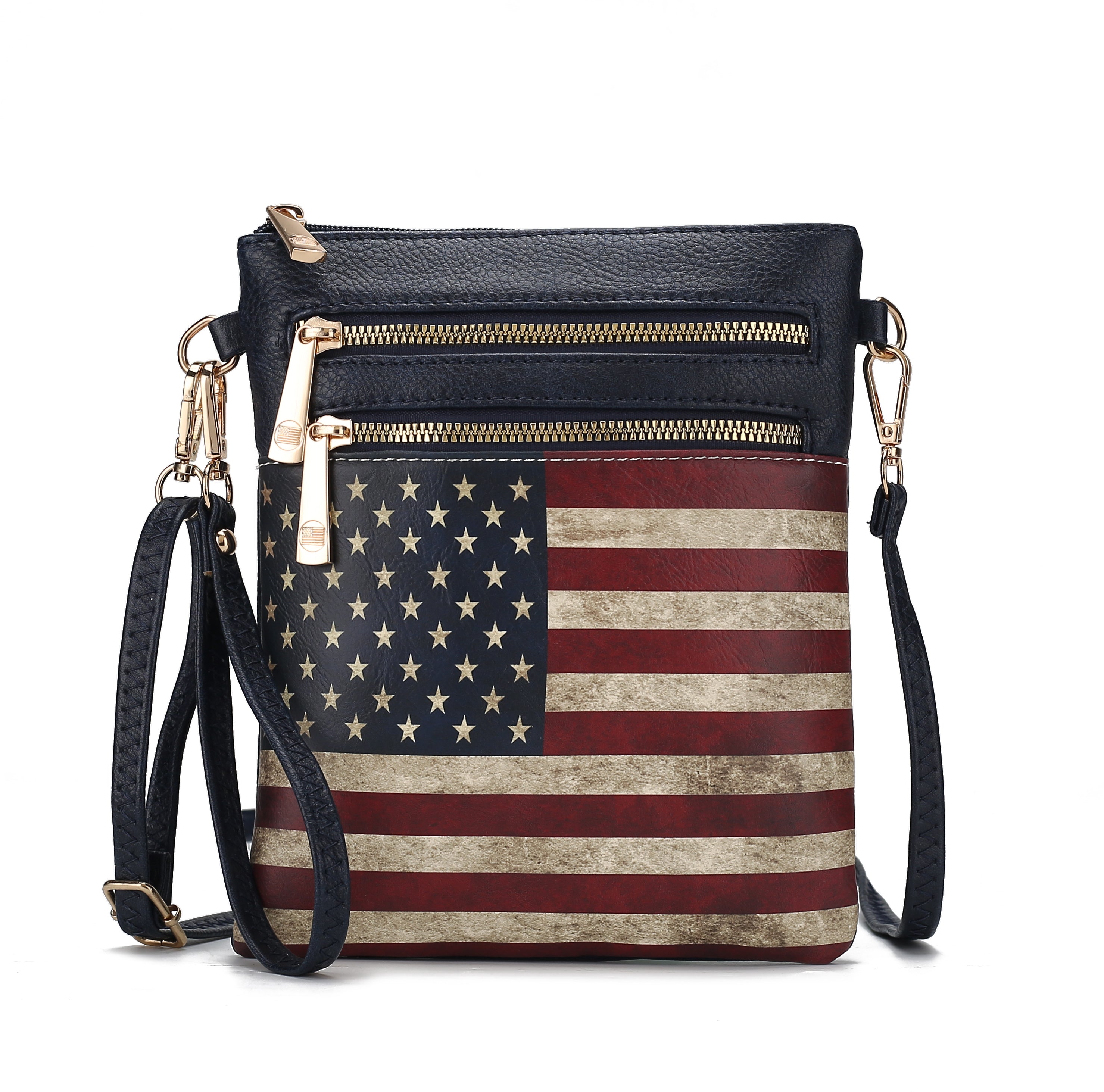  MKF Collection Genesis Printed Flag Crossbody Bag - Beige - Bonton