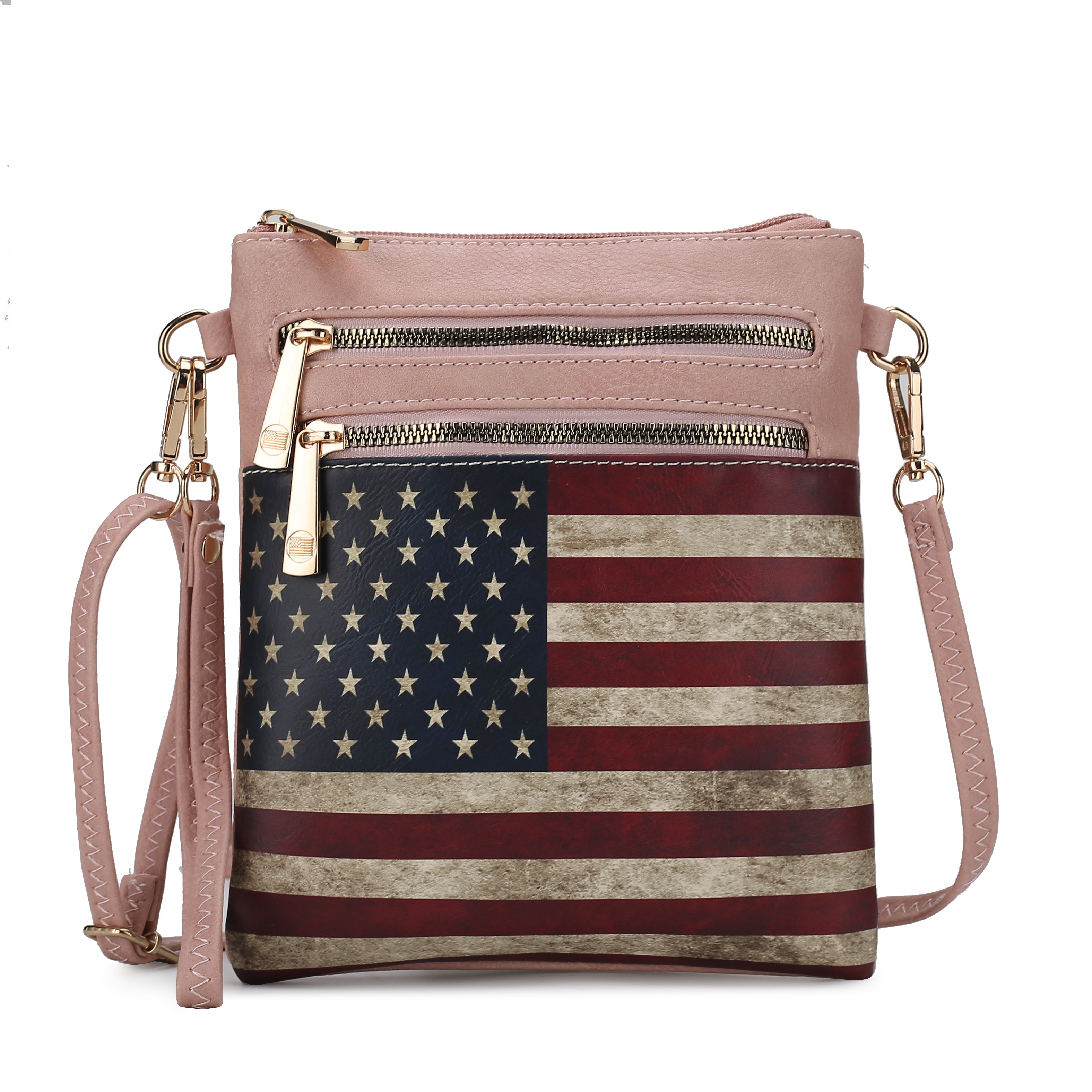  MKF Collection Genesis Printed Flag Crossbody Bag - Beige - Bonton