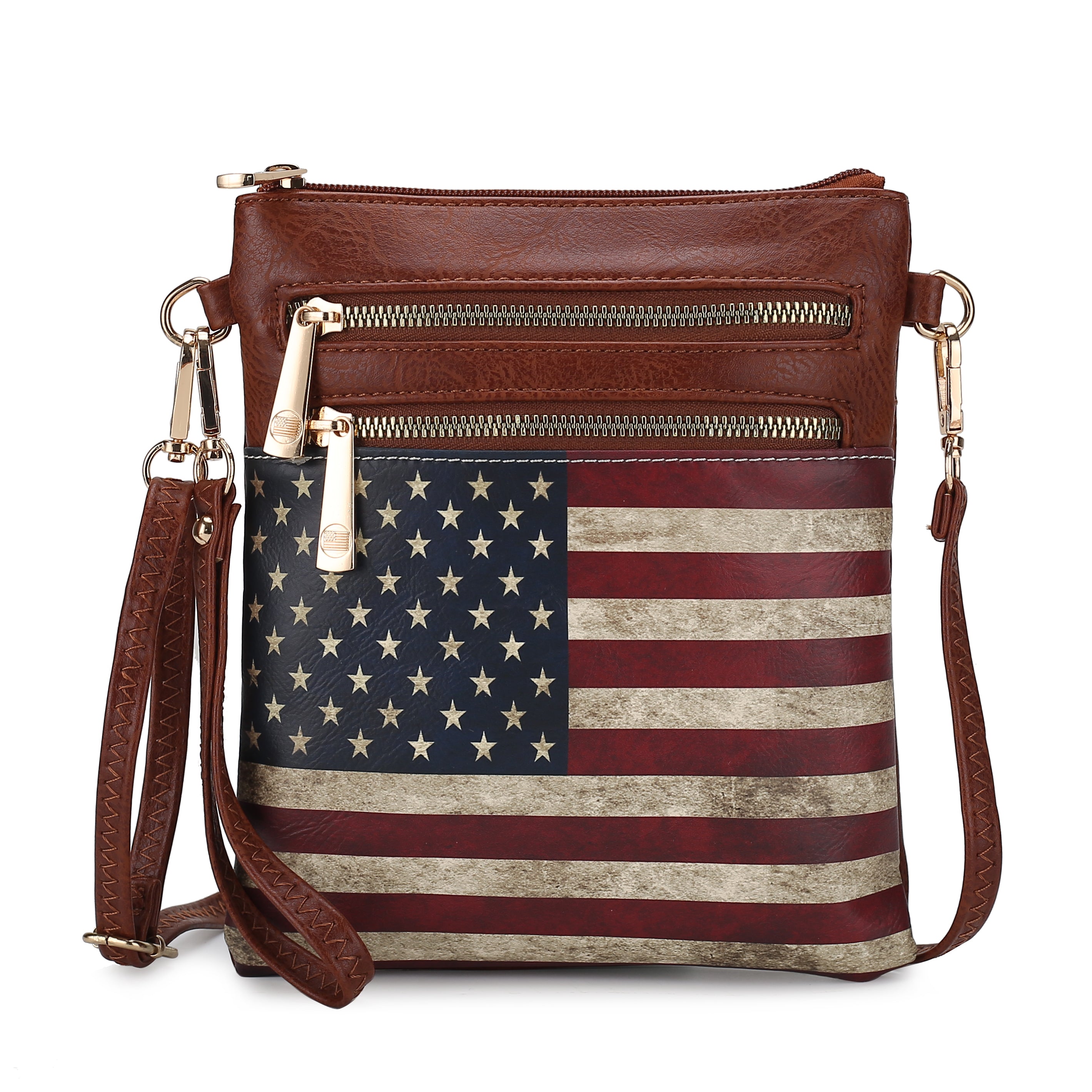  MKF Collection Genesis Printed Flag Crossbody Bag - Beige - Bonton