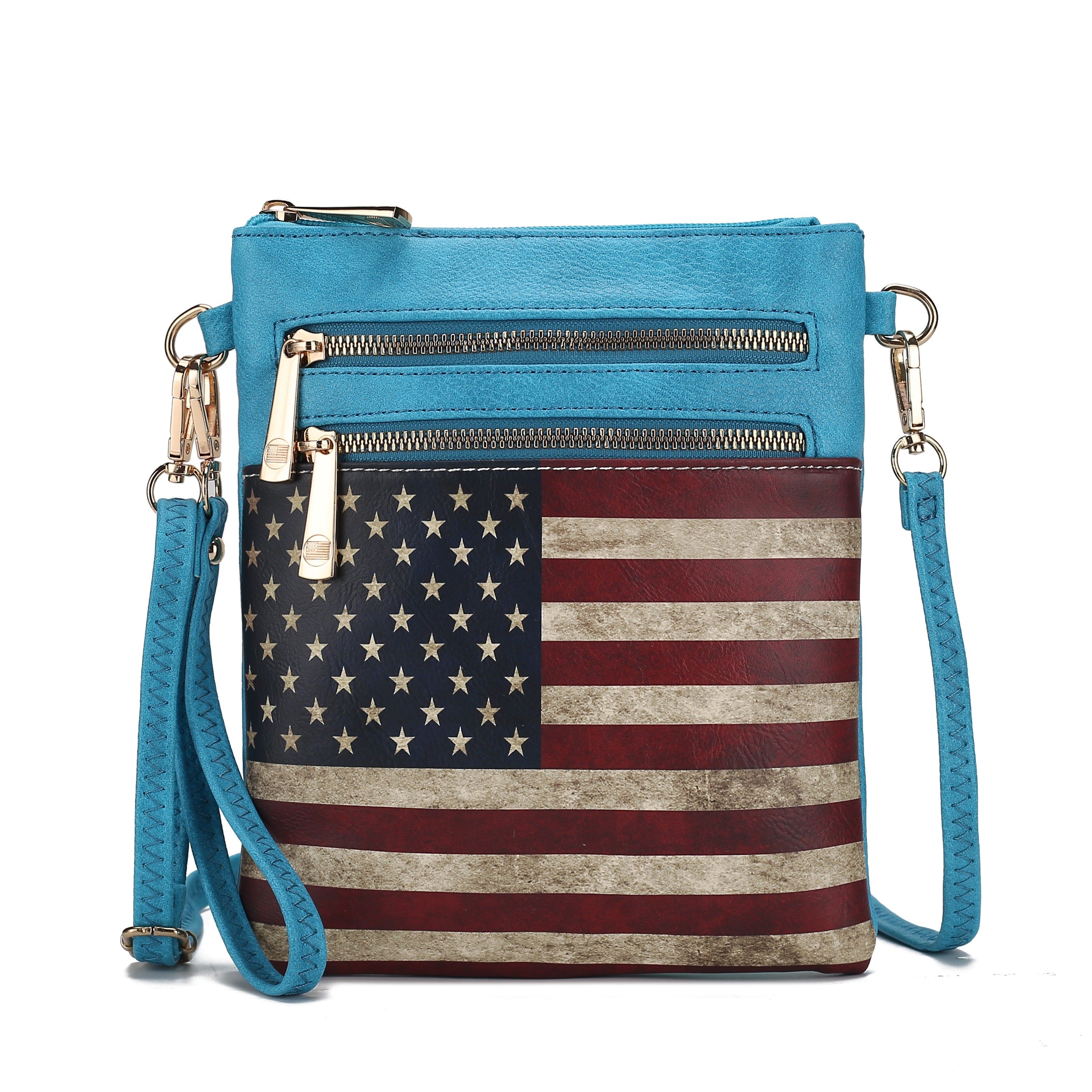  MKF Collection Genesis Printed Flag Crossbody Bag - Beige - Bonton