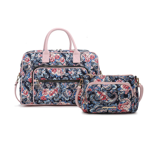 Zoe Quilted Cotton Weekender and Crossbody Bag