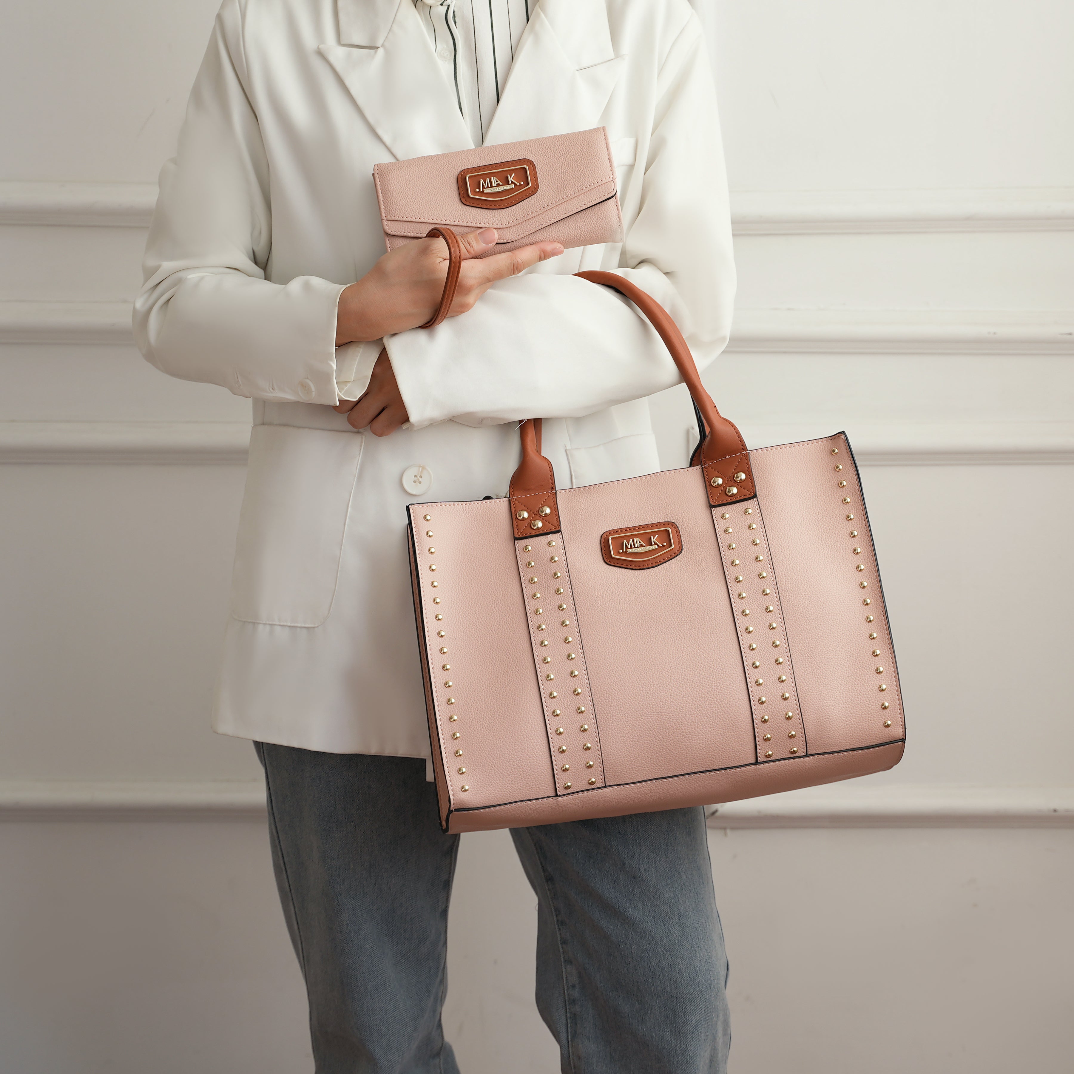  MKF Collection Davina Tote Bag and Wallet Set - Beige - Bonton