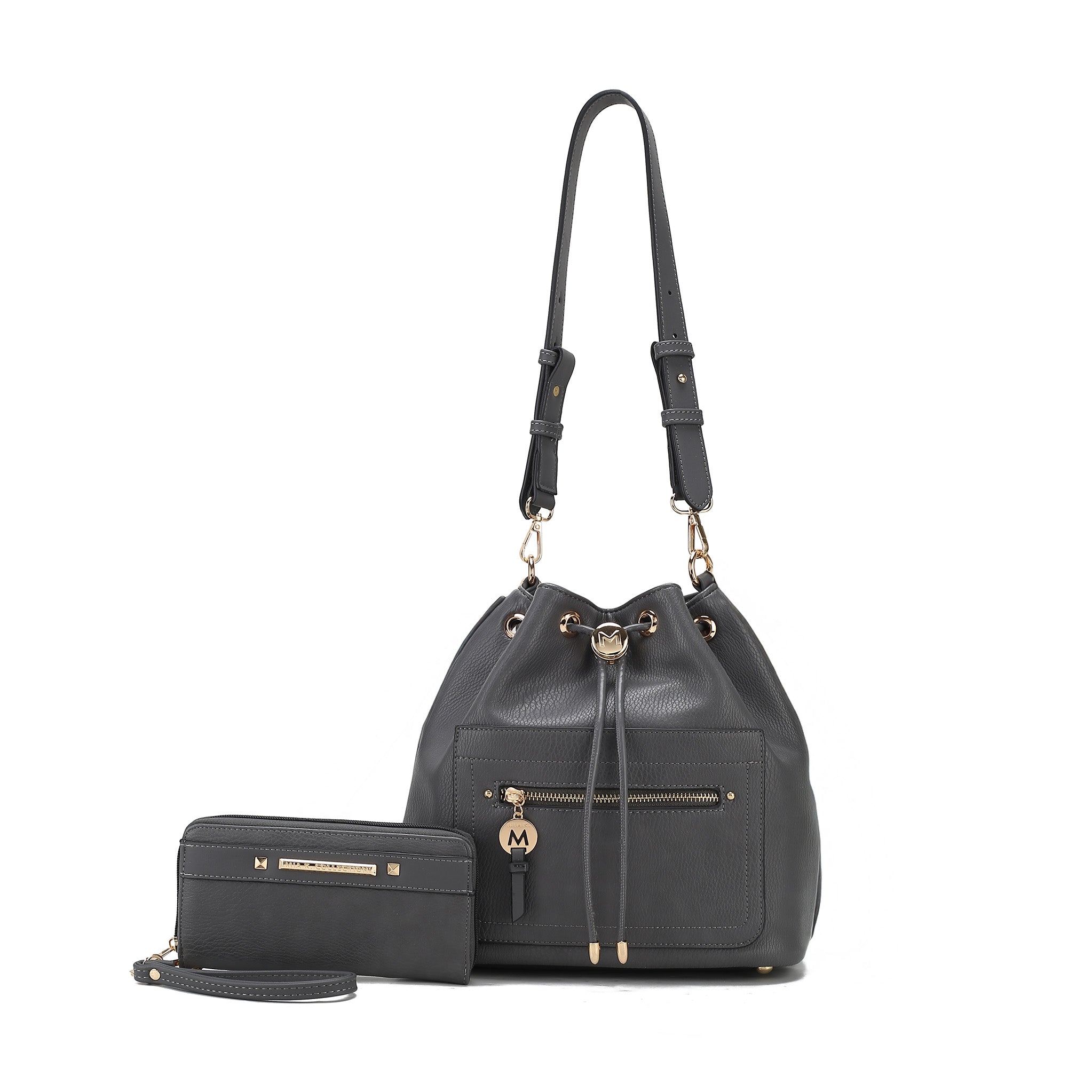  MKF Collection Larissa Bucket Bag and Wallet Set - Taupe - Bonton