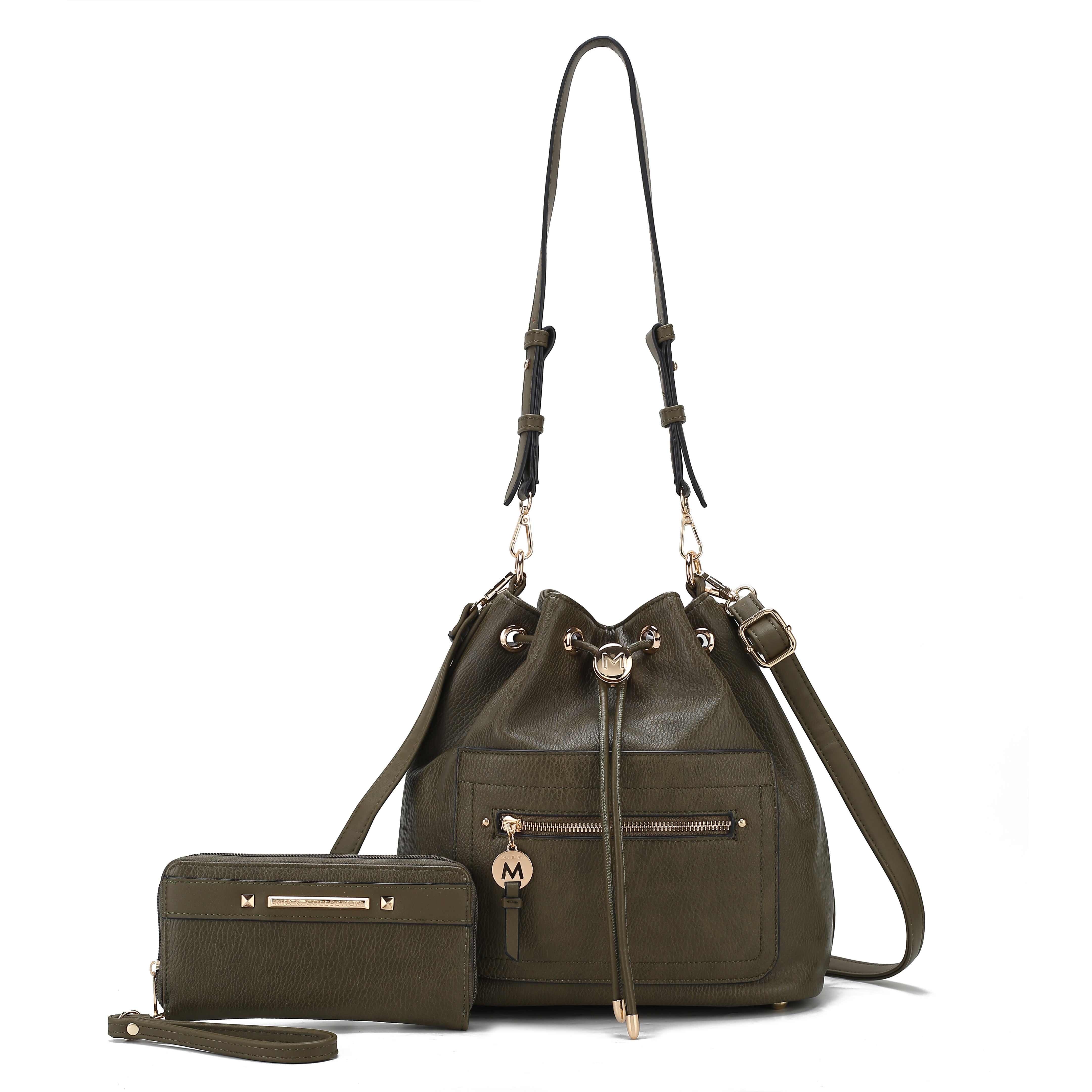  MKF Collection Larissa Bucket Bag and Wallet Set - Taupe - Bonton