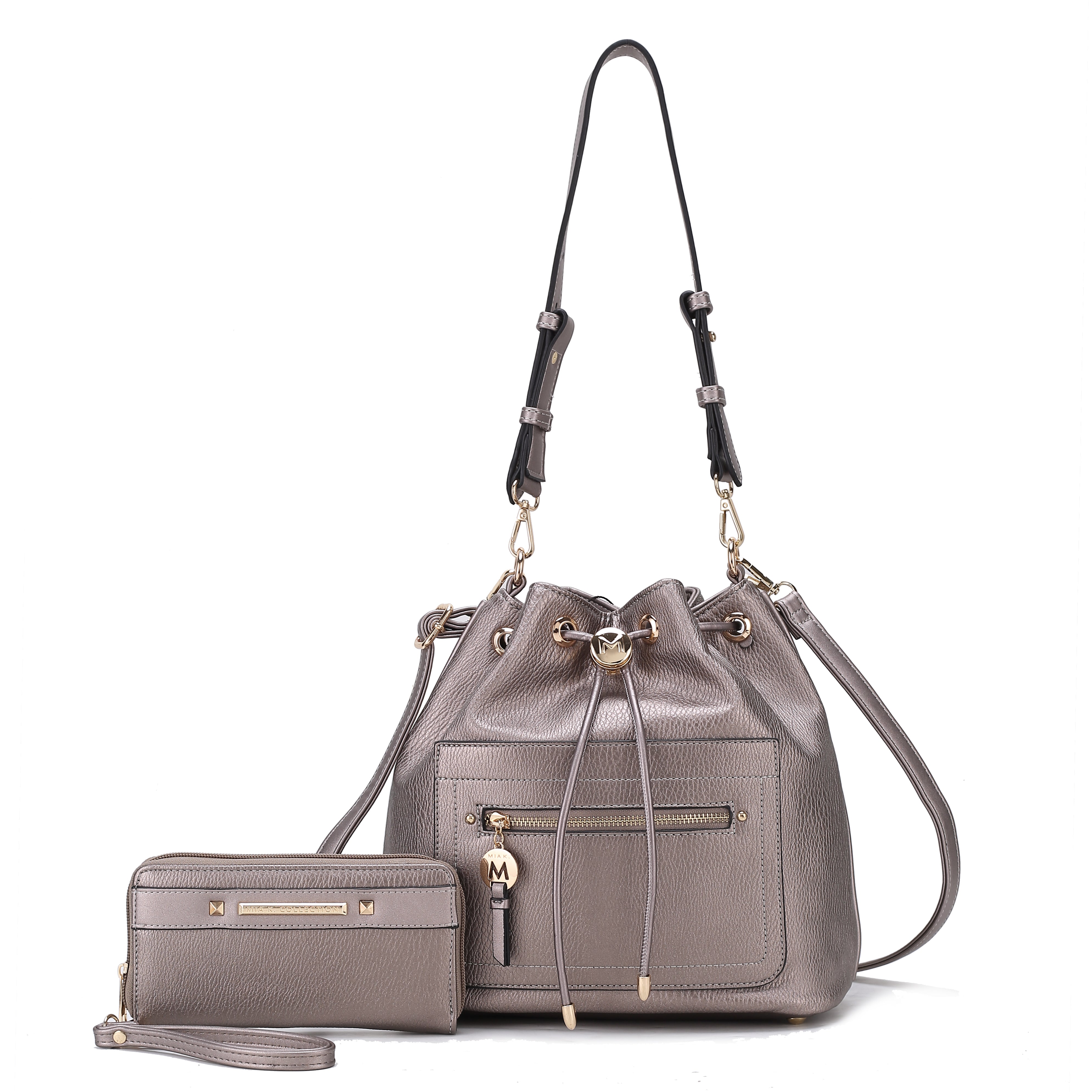  MKF Collection Larissa Bucket Bag and Wallet Set - Taupe - Bonton