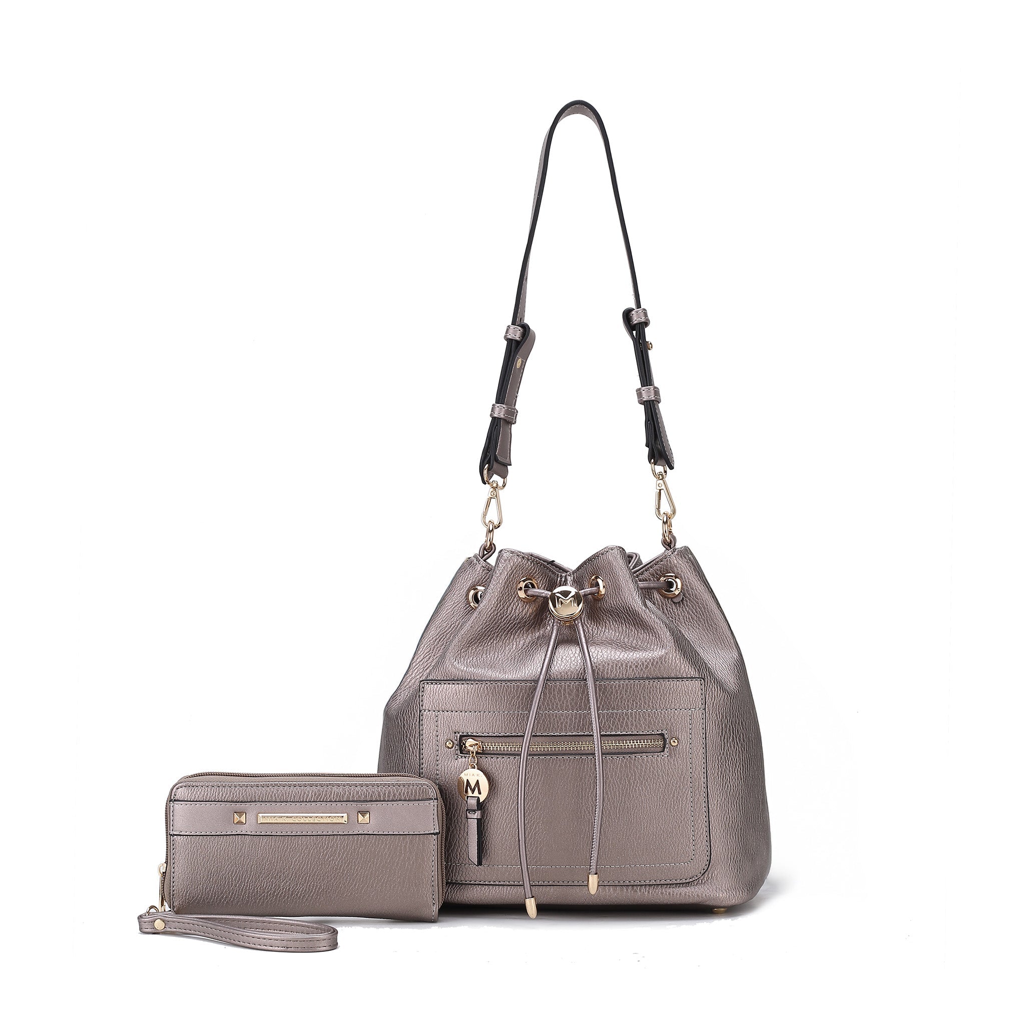  MKF Collection Larissa Bucket Bag and Wallet Set - Taupe - Bonton