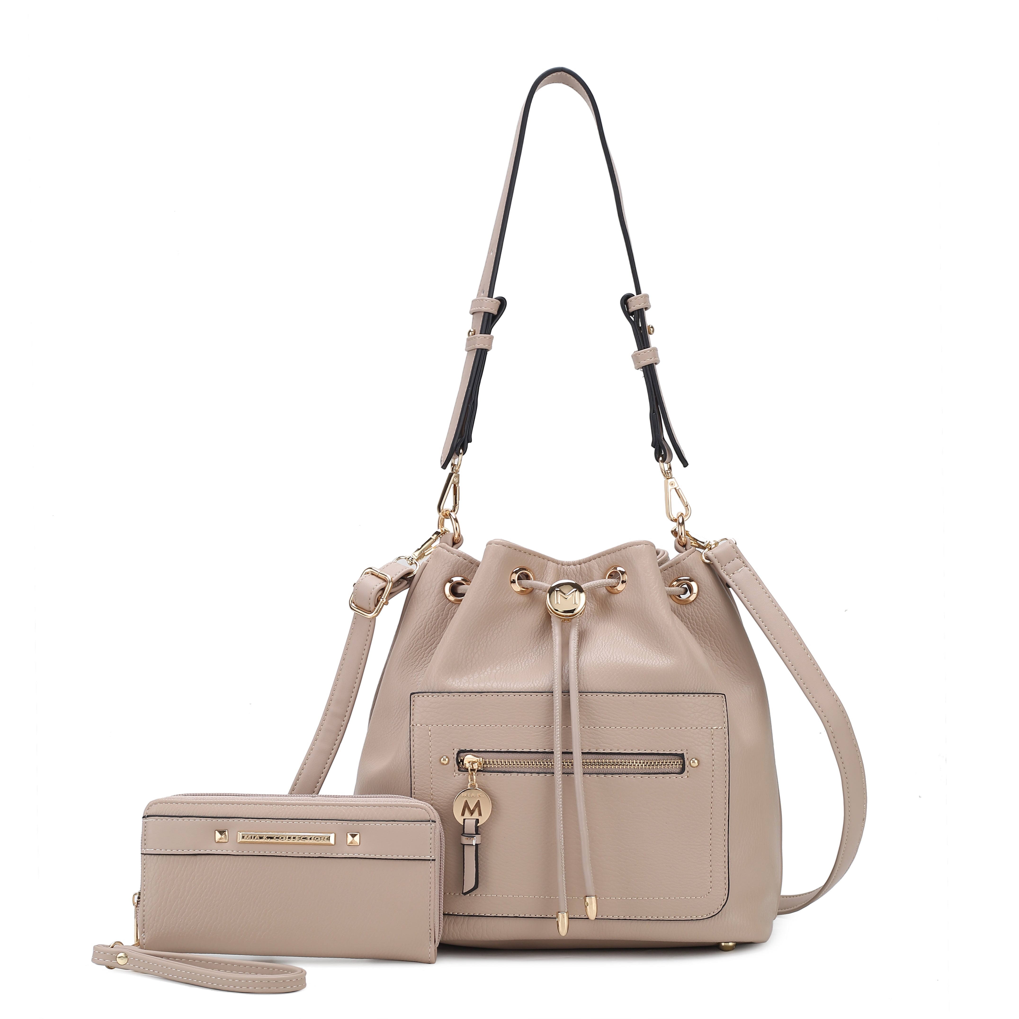  MKF Collection Larissa Bucket Bag and Wallet Set - Taupe - Bonton