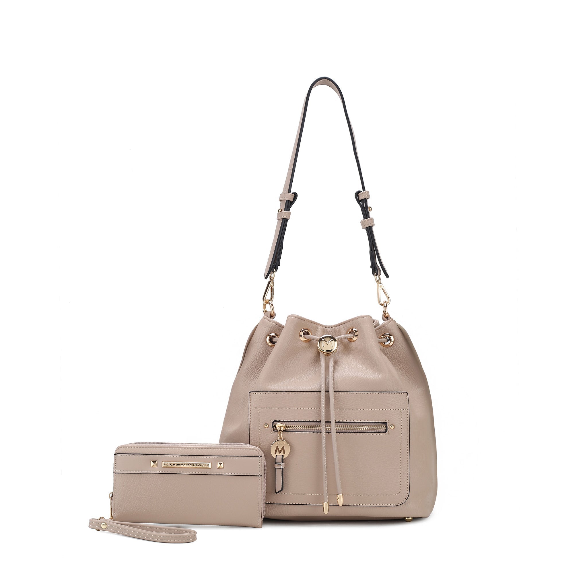  MKF Collection Larissa Bucket Bag and Wallet Set - Taupe - Bonton