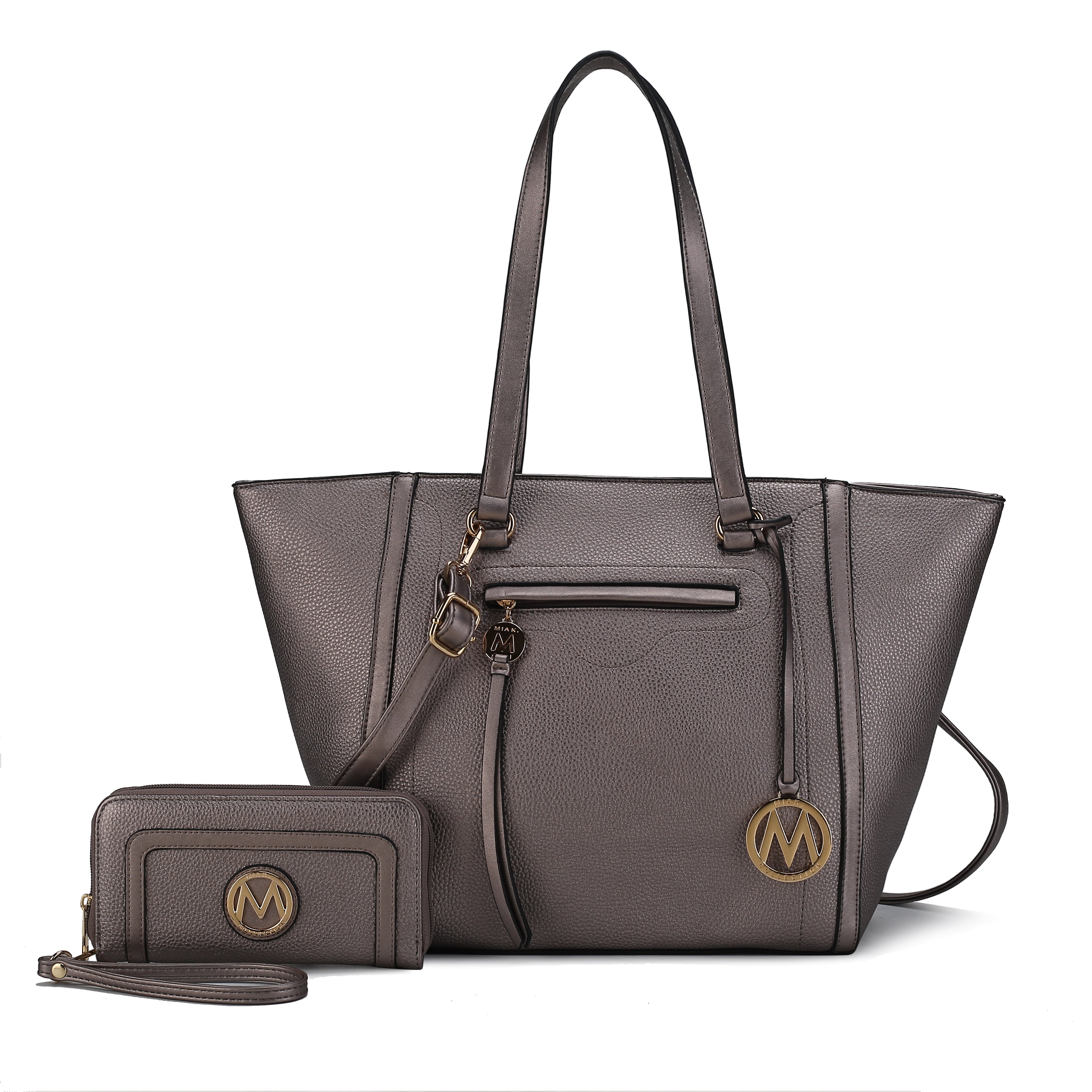  MKF Collection Alexandra Tote Bag and Wallet Set - Charcoal Grey - Bonton