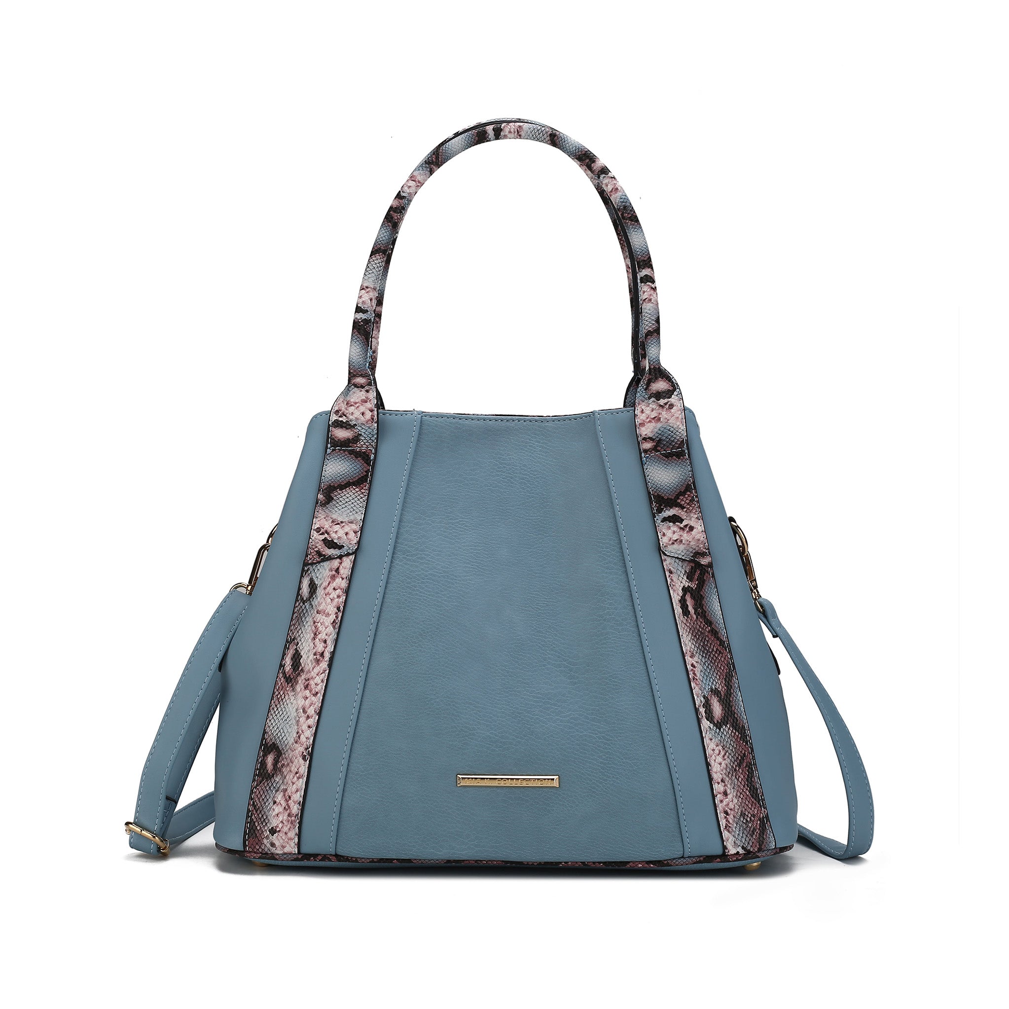  MKF Collection Kenna Snake Embossed Vegan Leather Womens Tote Handbag - Denim - Bonton