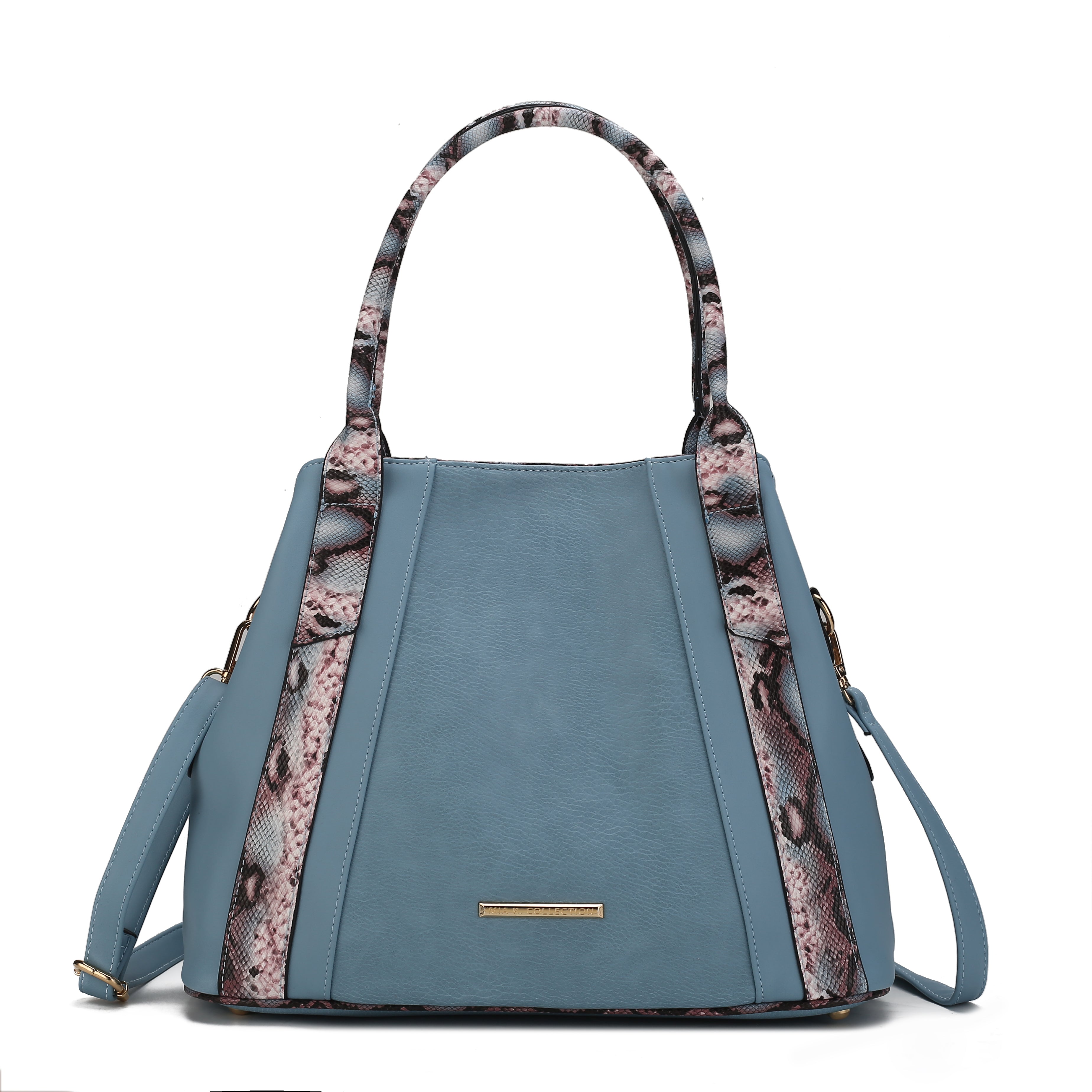  MKF Collection Kenna Snake Embossed Vegan Leather Womens Tote Handbag - Denim - Bonton