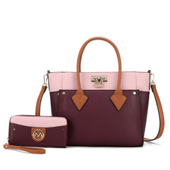 Brynlee Color-Block Tote Bag and Wallet Set