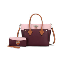 Brynlee Color-Block Tote Bag and Wallet Set