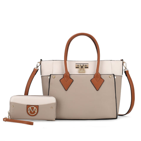Brynlee Color-Block Tote Bag and Wallet Set