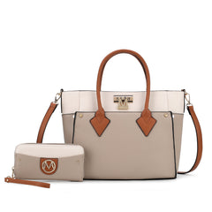 Brynlee Color-Block Tote Bag and Wallet Set