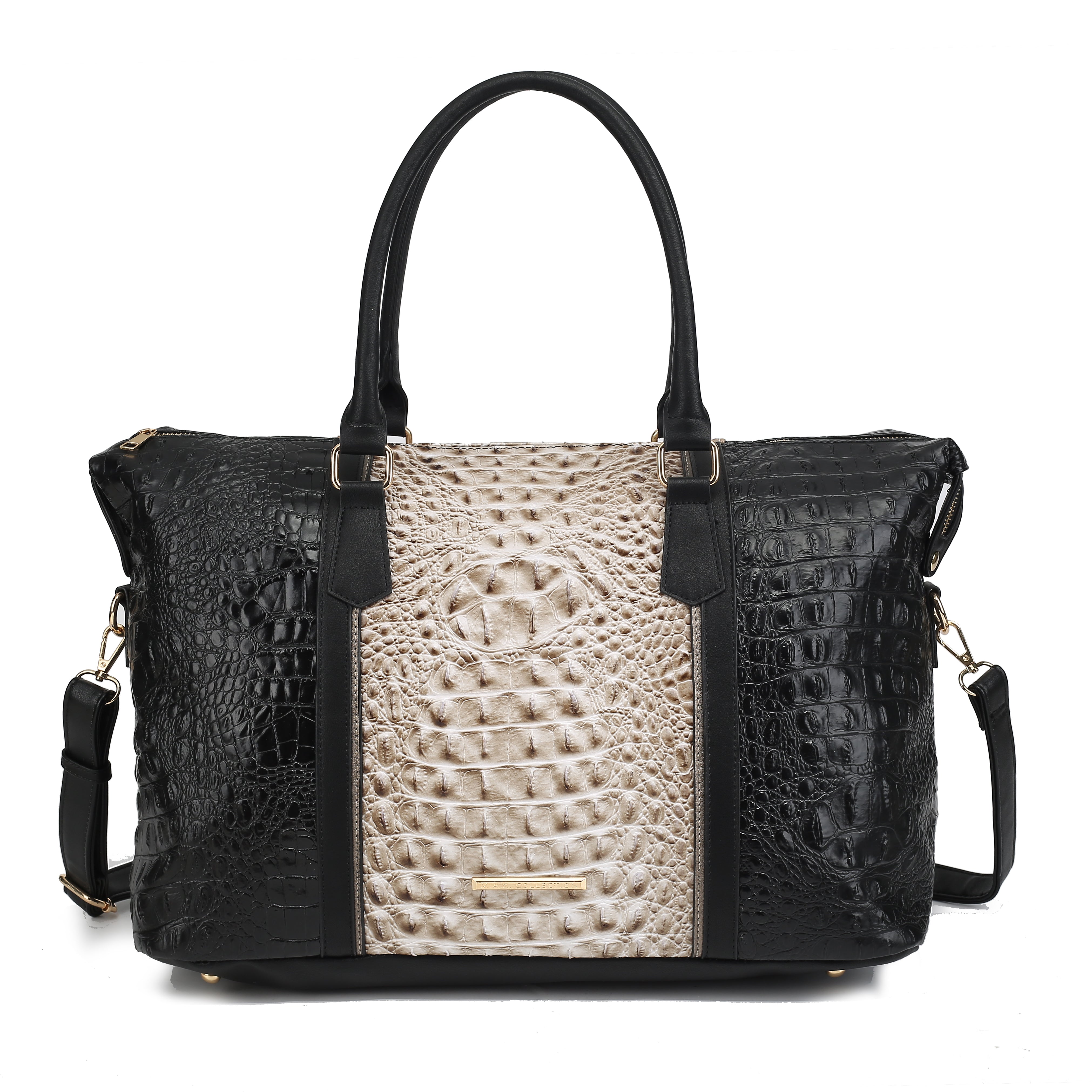  MKF Collection Raven Croc Embossed Duffel Bag - Black - Bonton