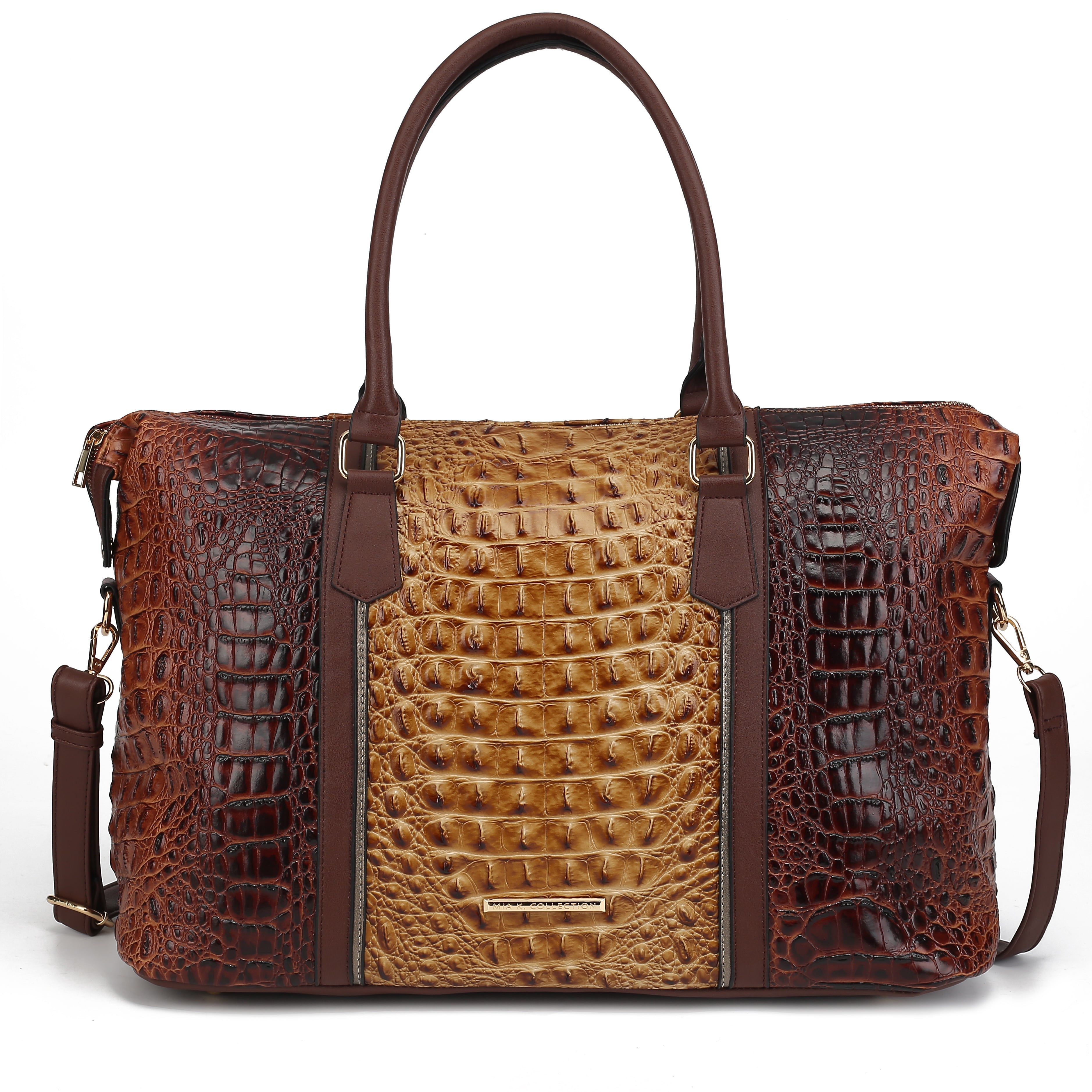  MKF Collection Raven Croc Embossed Duffel Bag - Black - Bonton