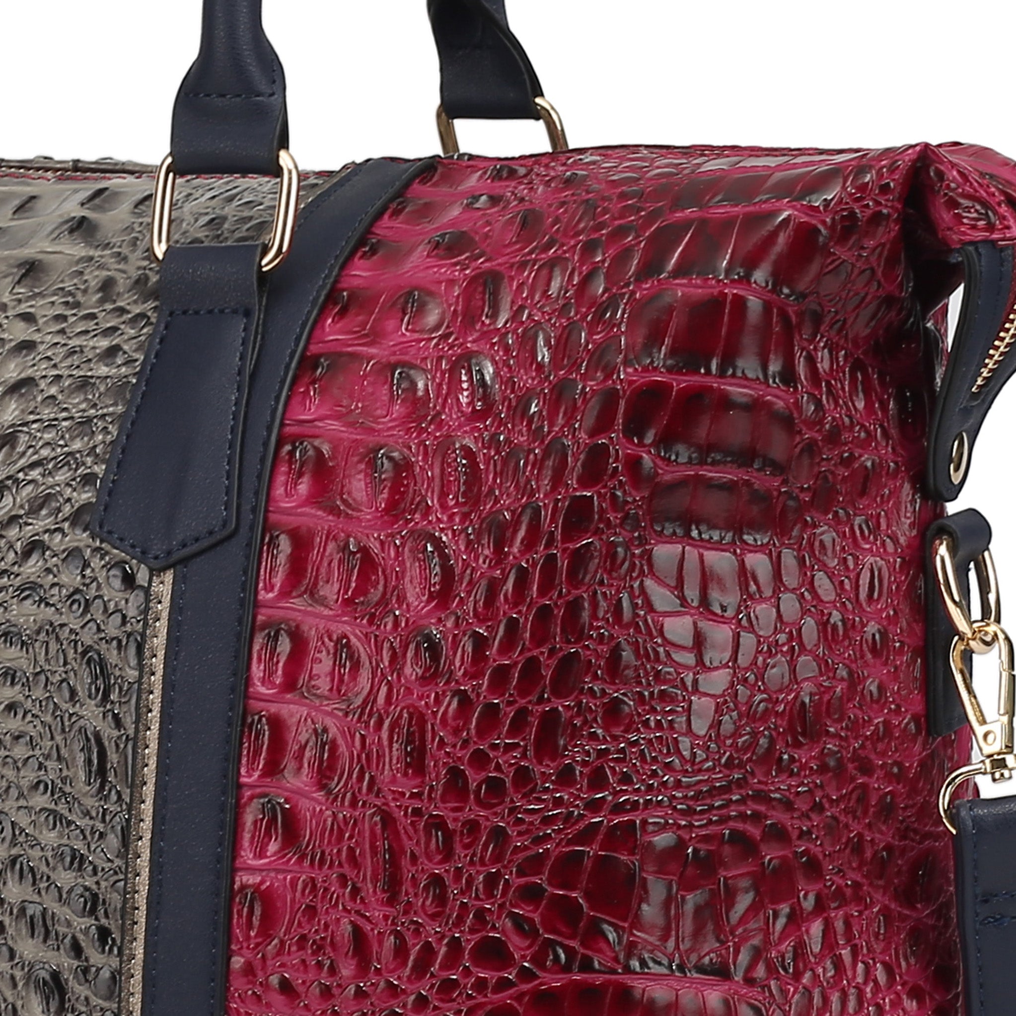  MKF Collection Raven Croc Embossed Duffel Bag - Black - Bonton