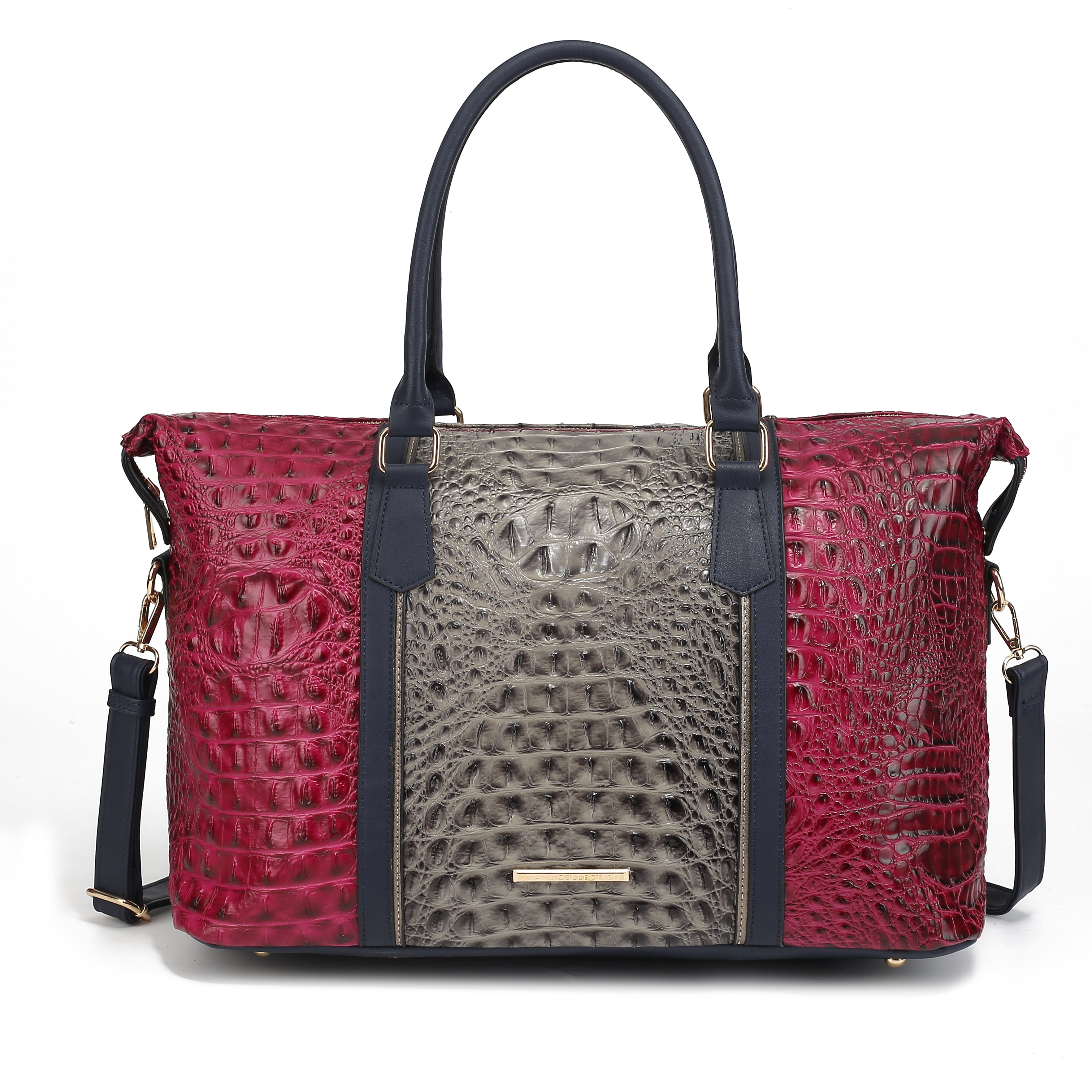  MKF Collection Raven Croc Embossed Duffel Bag - Black - Bonton