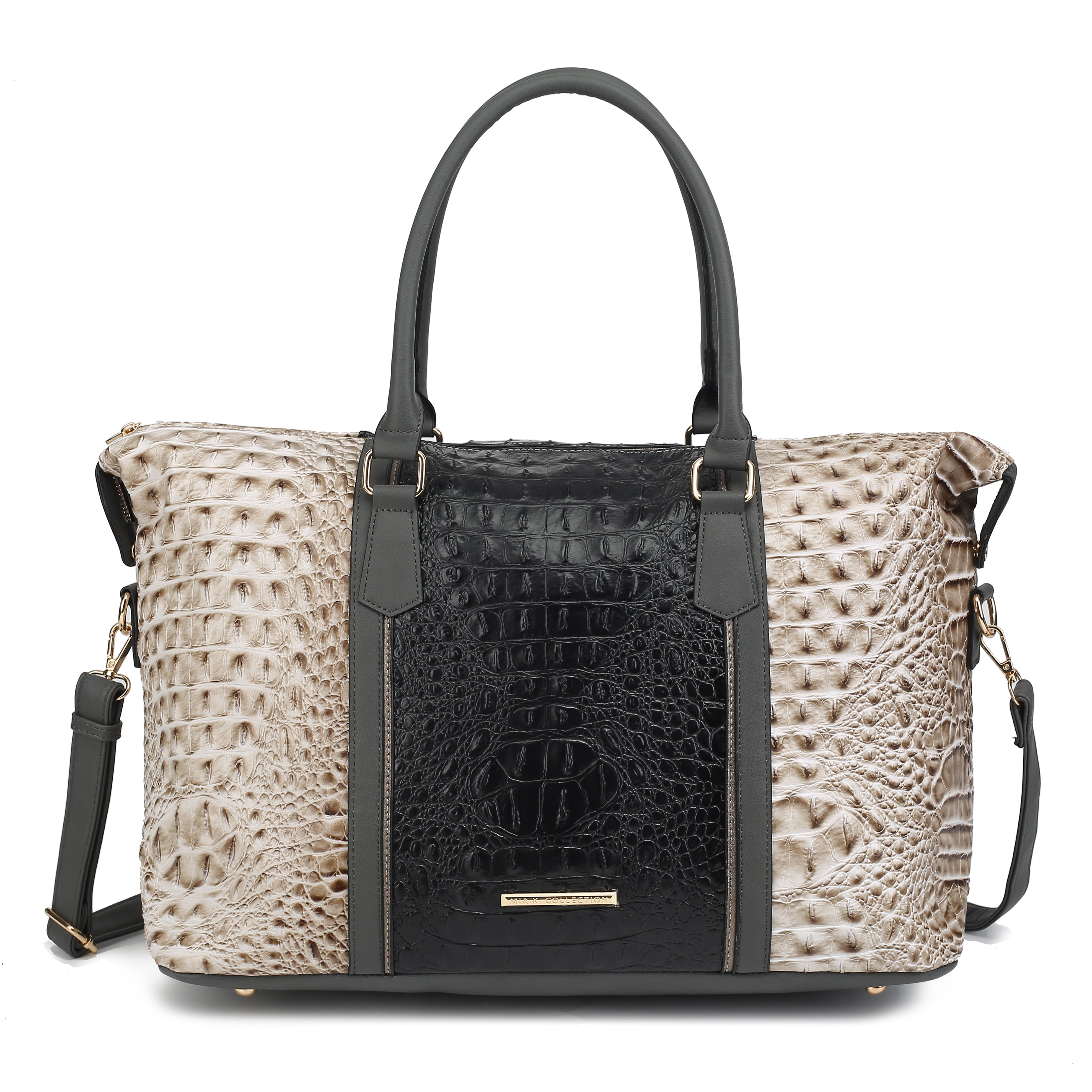  MKF Collection Raven Croc Embossed Duffel Bag - Black - Bonton