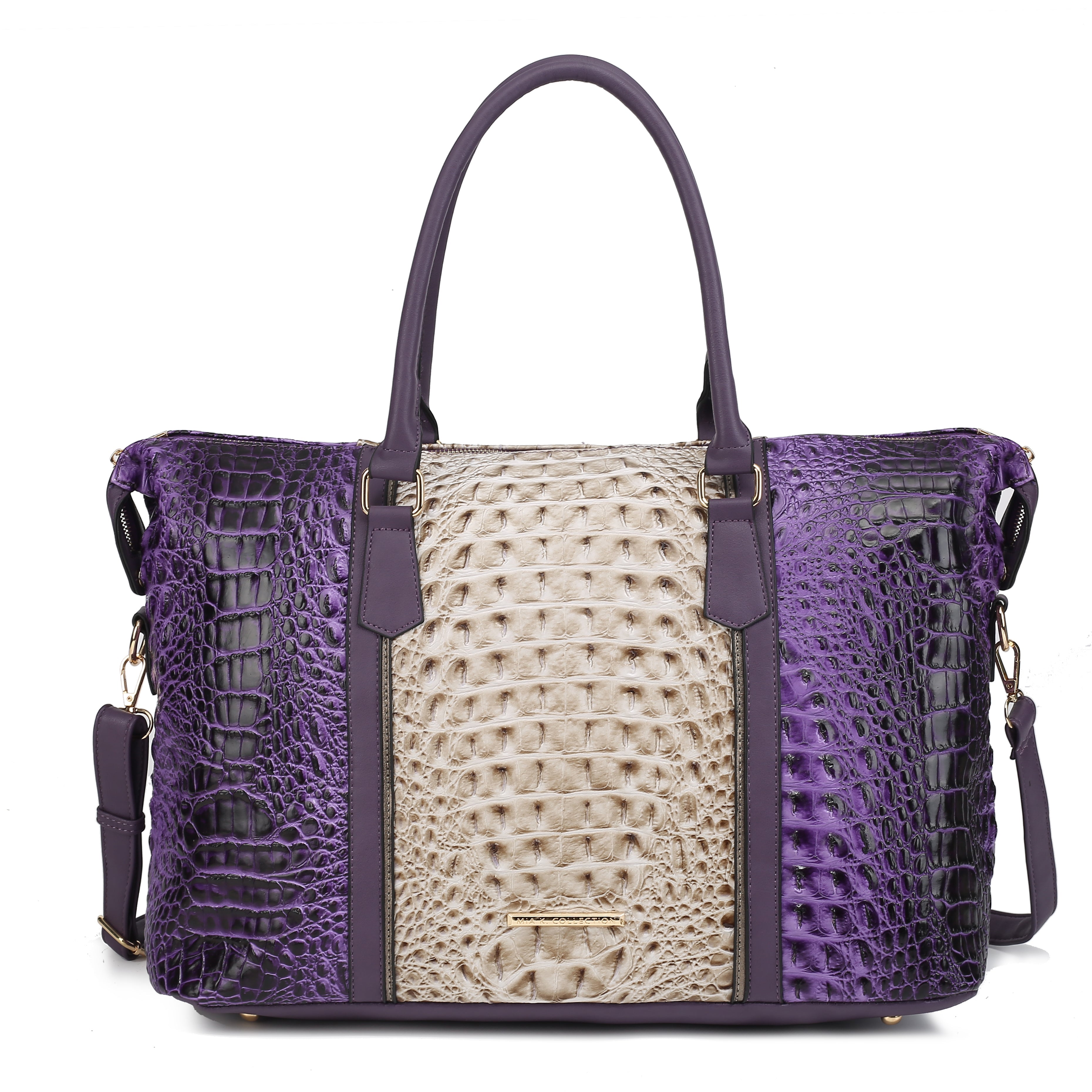  MKF Collection Raven Croc Embossed Duffel Bag - Black - Bonton