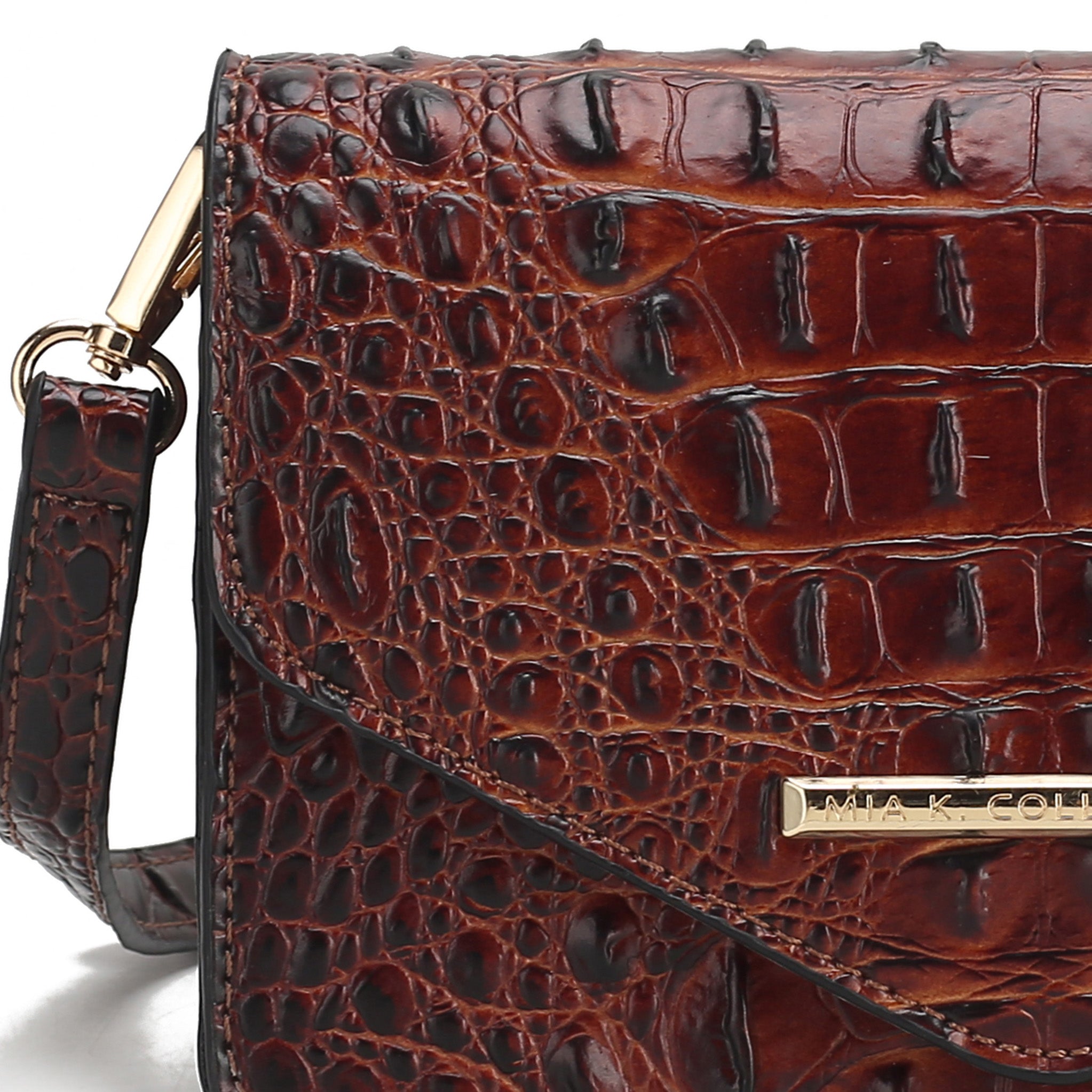  MKF Collection Vanta Solid Croc Saddle Bag - Croco Black - Bonton