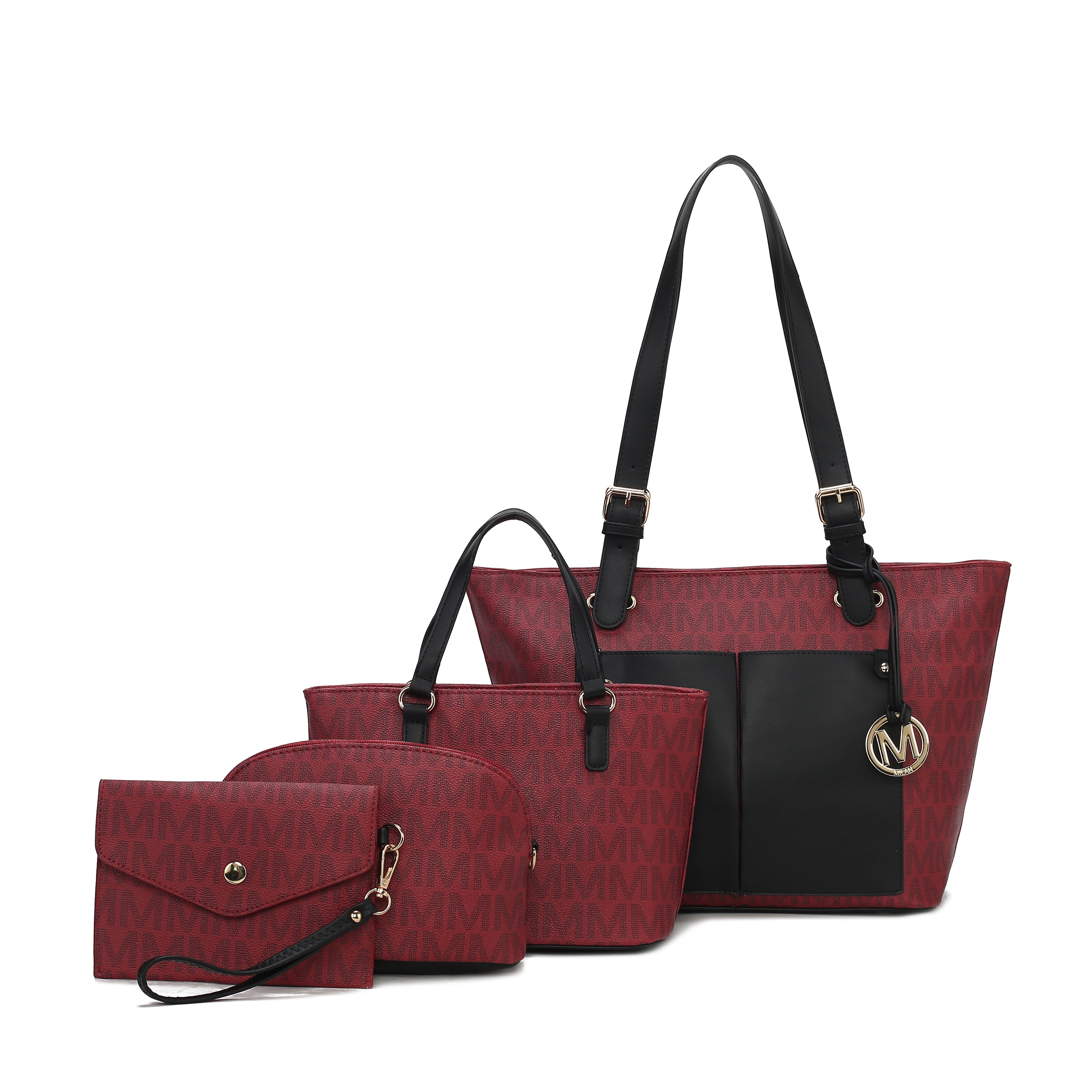  MKF Collection Havenly Signature Tote Bag 4 Pcs Set - Red - Bonton