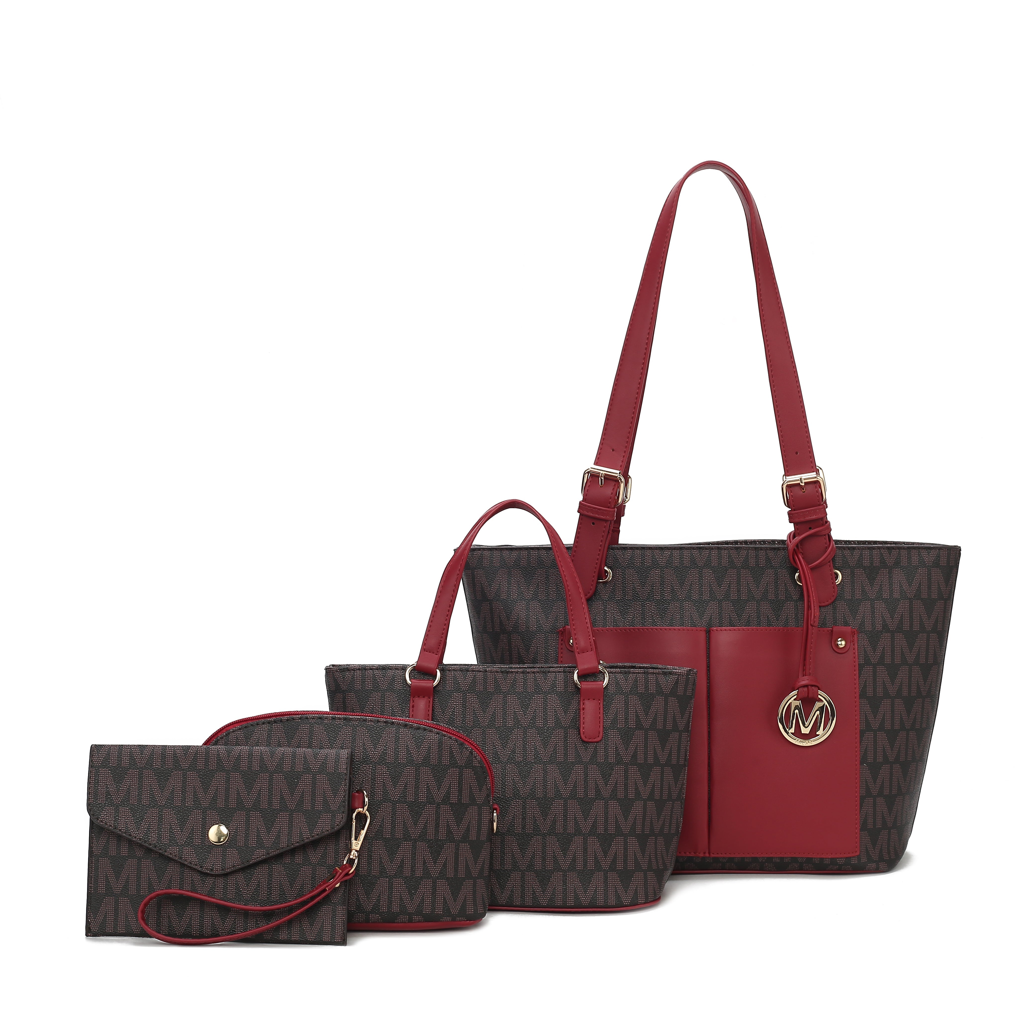  MKF Collection Havenly Signature Tote Bag 4 Pcs Set - Red - Bonton