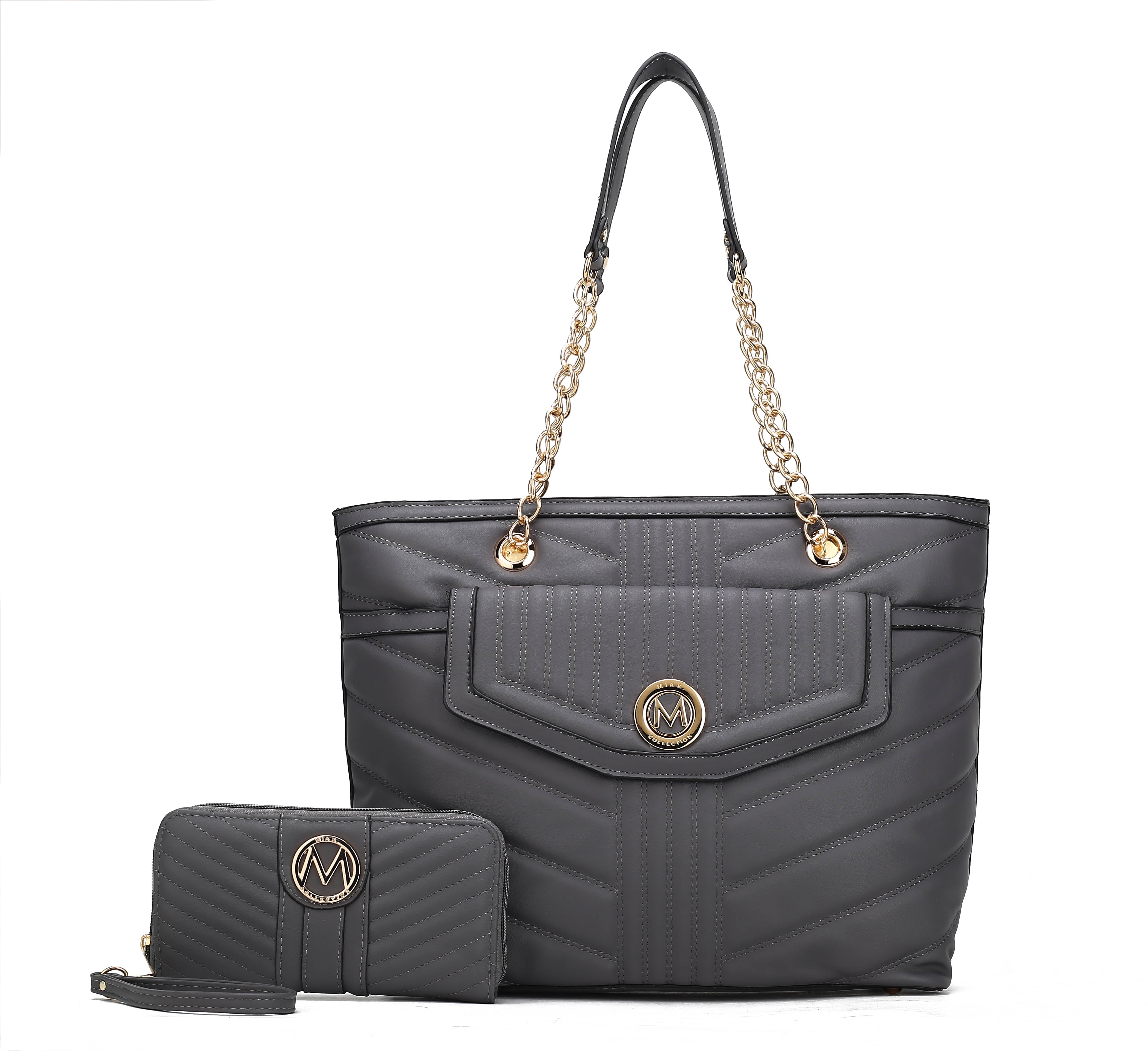  MKF Collection Chiari Tote Bag and Wallet Set - Pewter - Bonton